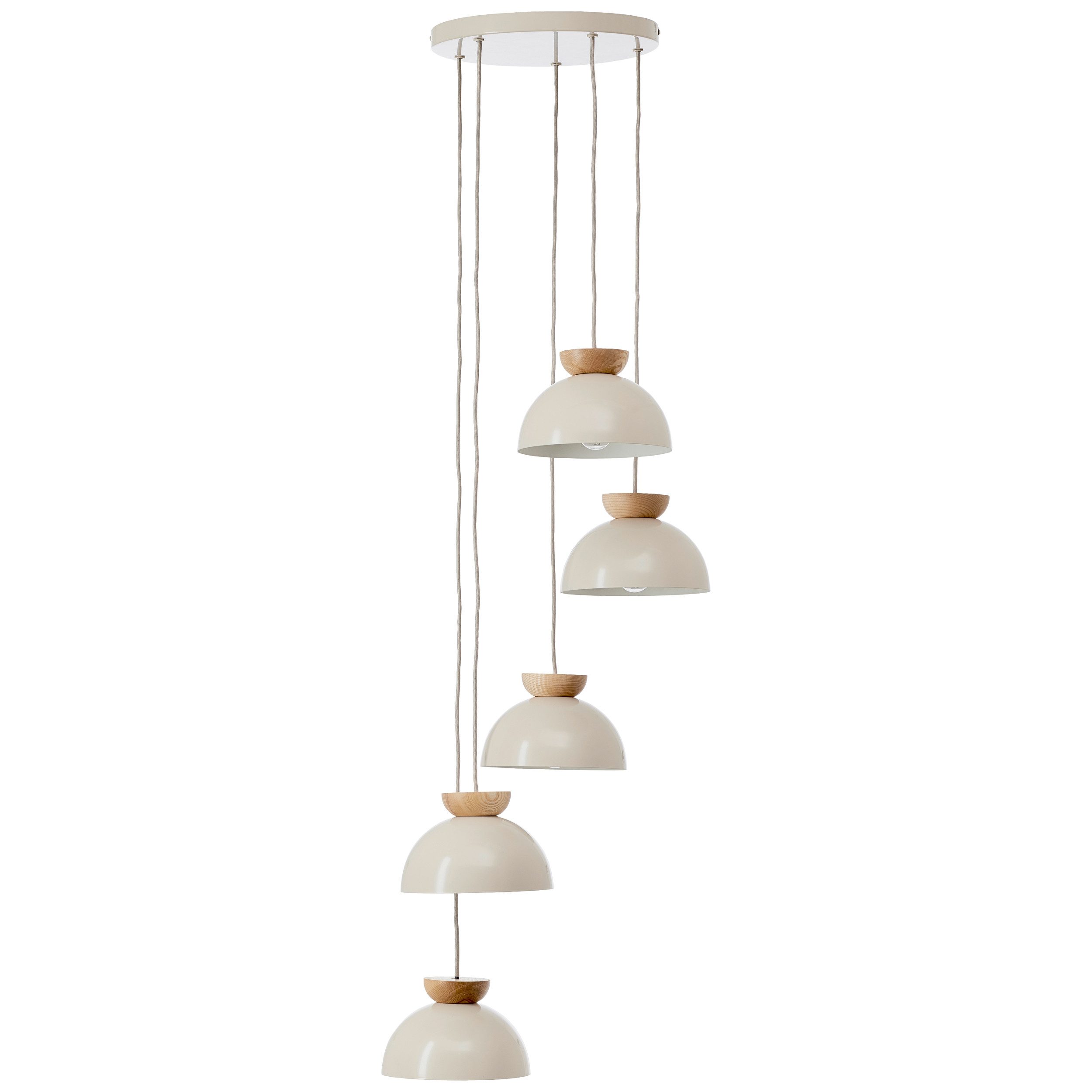 Brilliant Leuchten Hanglamp Nalam 166 x 45 cm, e14, inkortbaar, metaal/hout, natuurlijk/beige