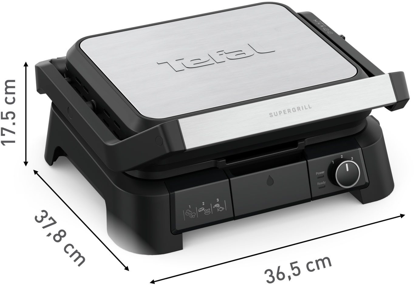 Tefal Contactgrill SuperGrill 3in1, Kontaktgrill, Barbeque-, Ofenposition, 3 Temperaturen