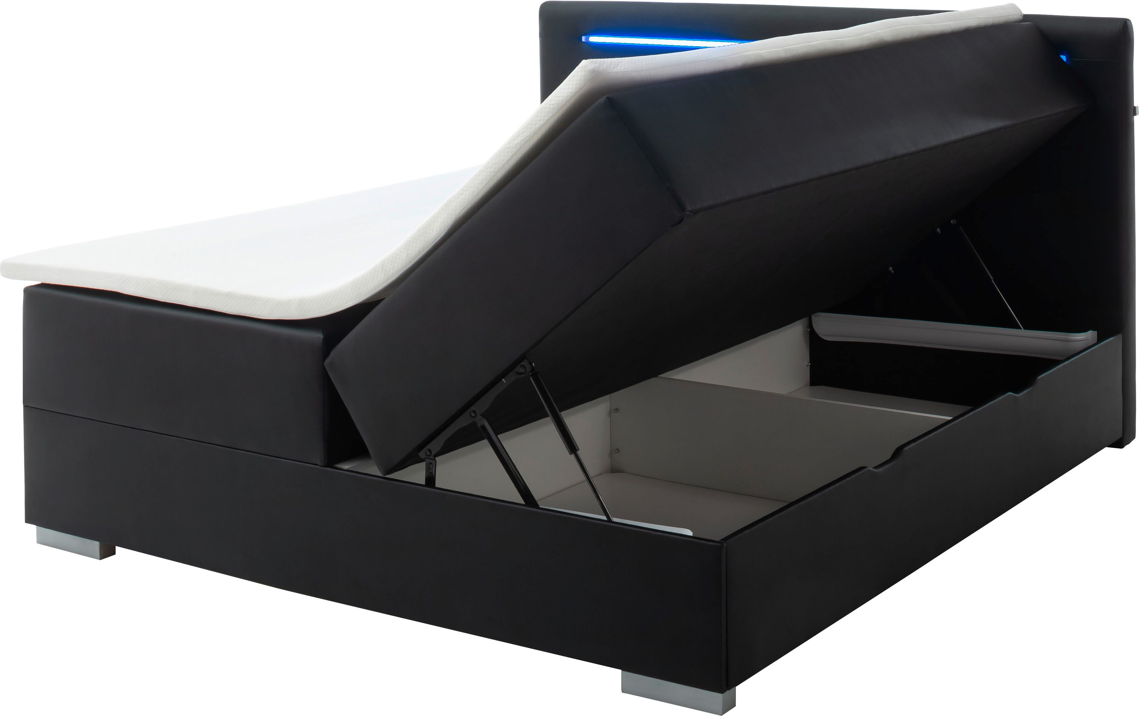 meise.möbel Boxspring Las Vegas 2 inclusief ledverlichting in het hoofdbord, met bedkist en topmatras