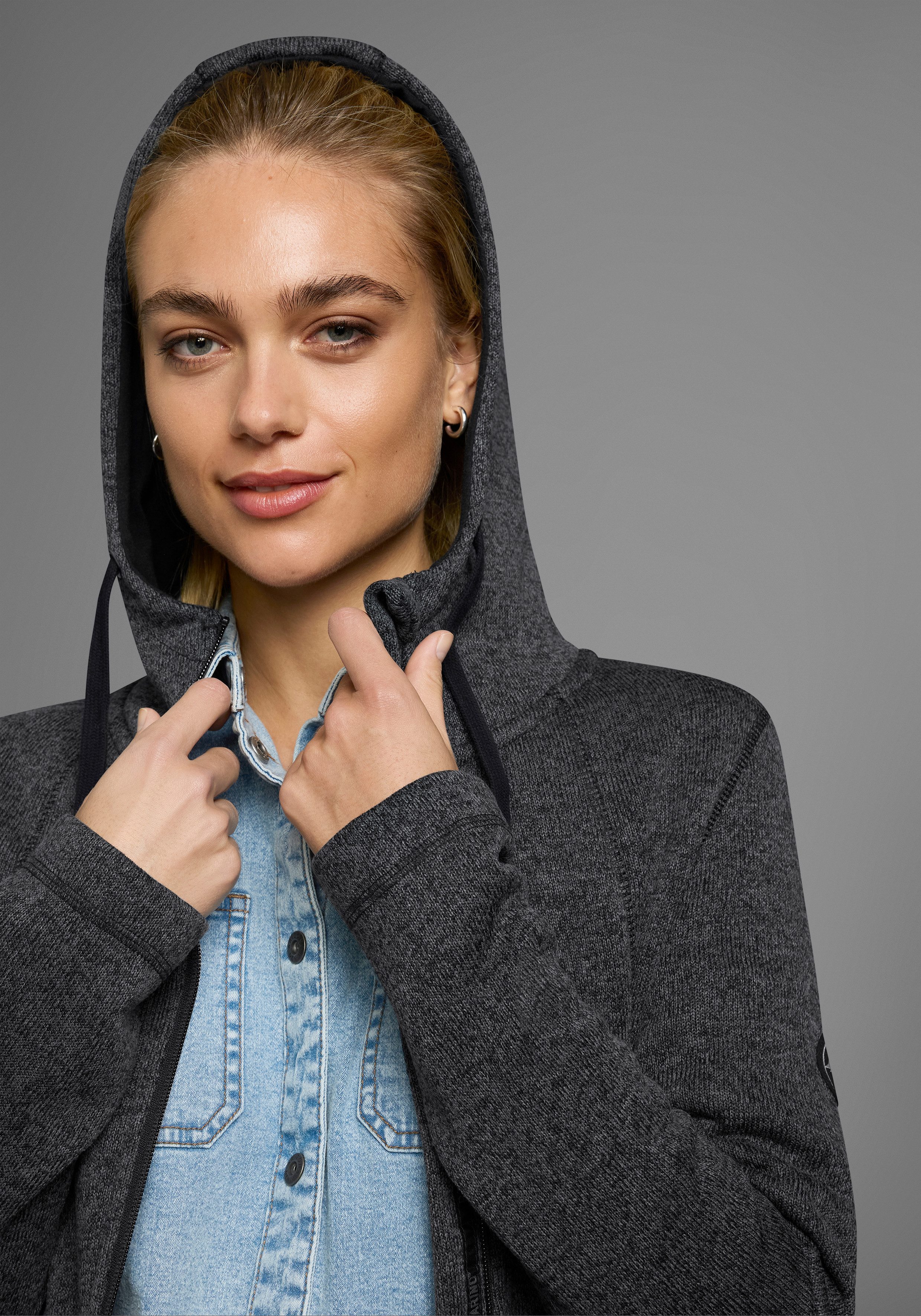 Polarino Gebreid fleecejack voor koude dagen, van fleece, sportieve stijl