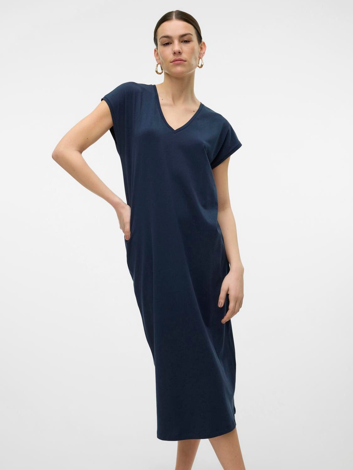 Vero Moda Midi-jurk VMBARBARA SS CALF DRESS JRS SPE GA dames midi-jurken maat S (36) blauw