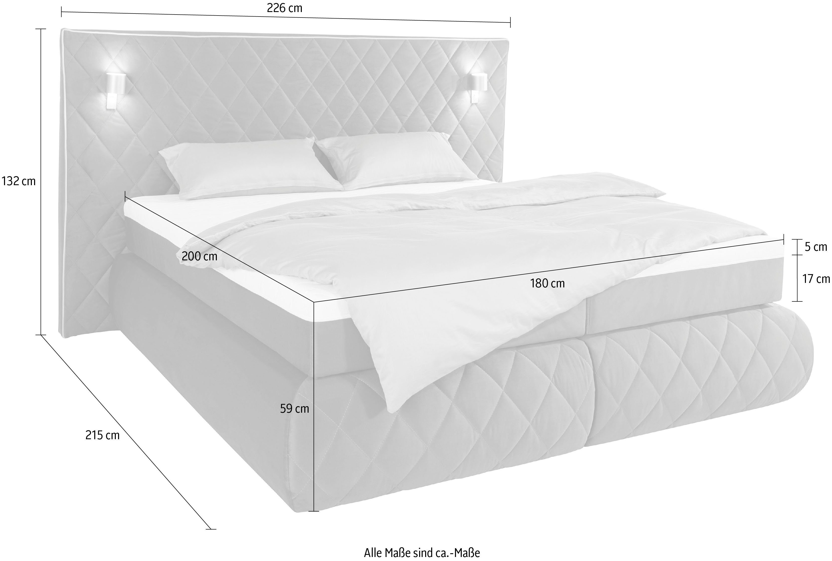 Places of Style Boxspring Alaric naar keuze met en zonder stralen, topmatras pocketvering