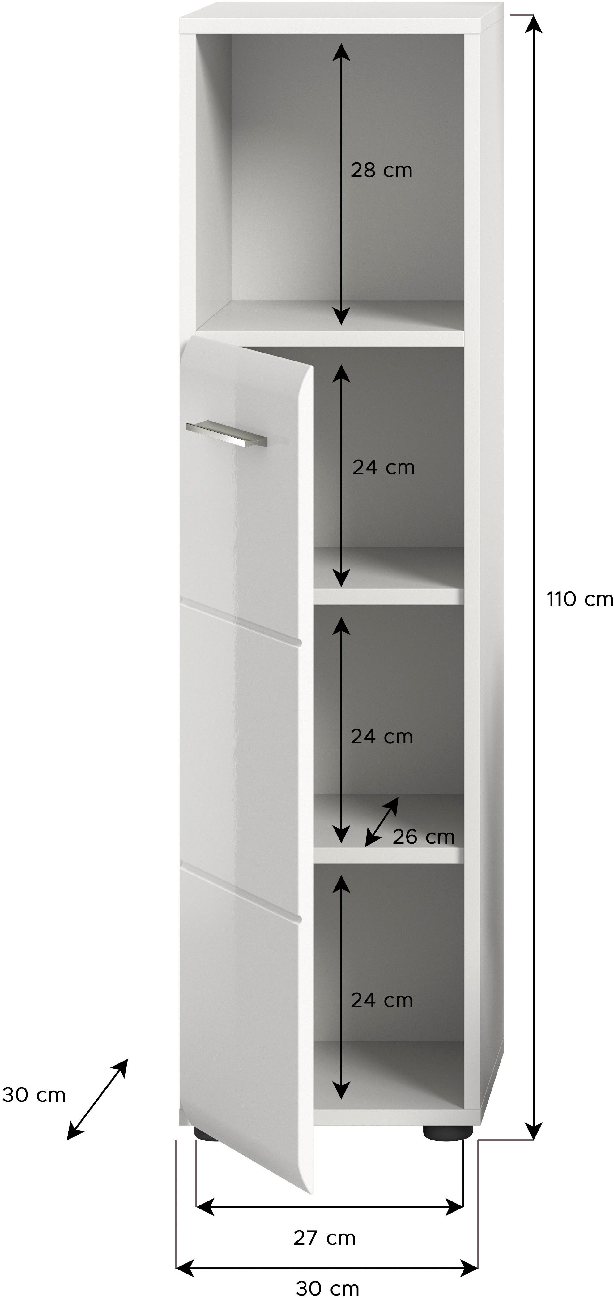 INOSIGN Halfhoge kast Florenz, Hoogte 110 cm, 1 deur, 2 legplanken, 1 open vak Deuraanslag verwisselbaar, hoogwaardige MDF front, badkamerkast, bad