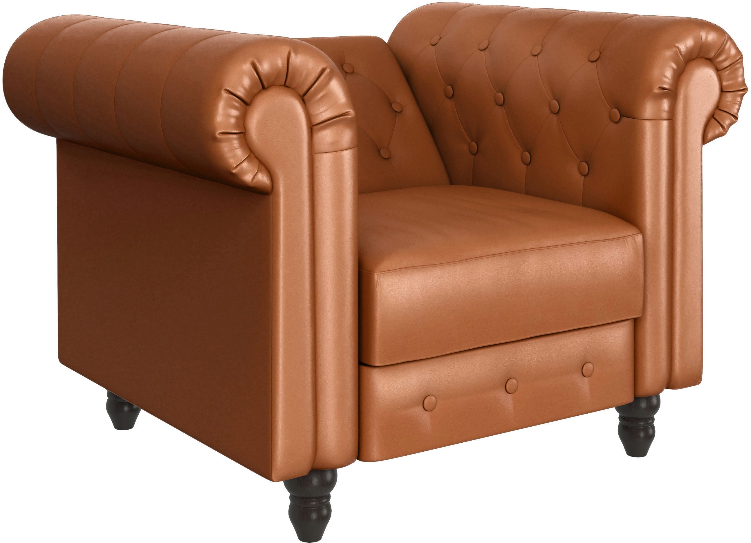 Dorel Home Chesterfield-fauteuil Felix met rugleuning 3-voudig verstelbaar, benen massief hout, zithoogte 46 cm