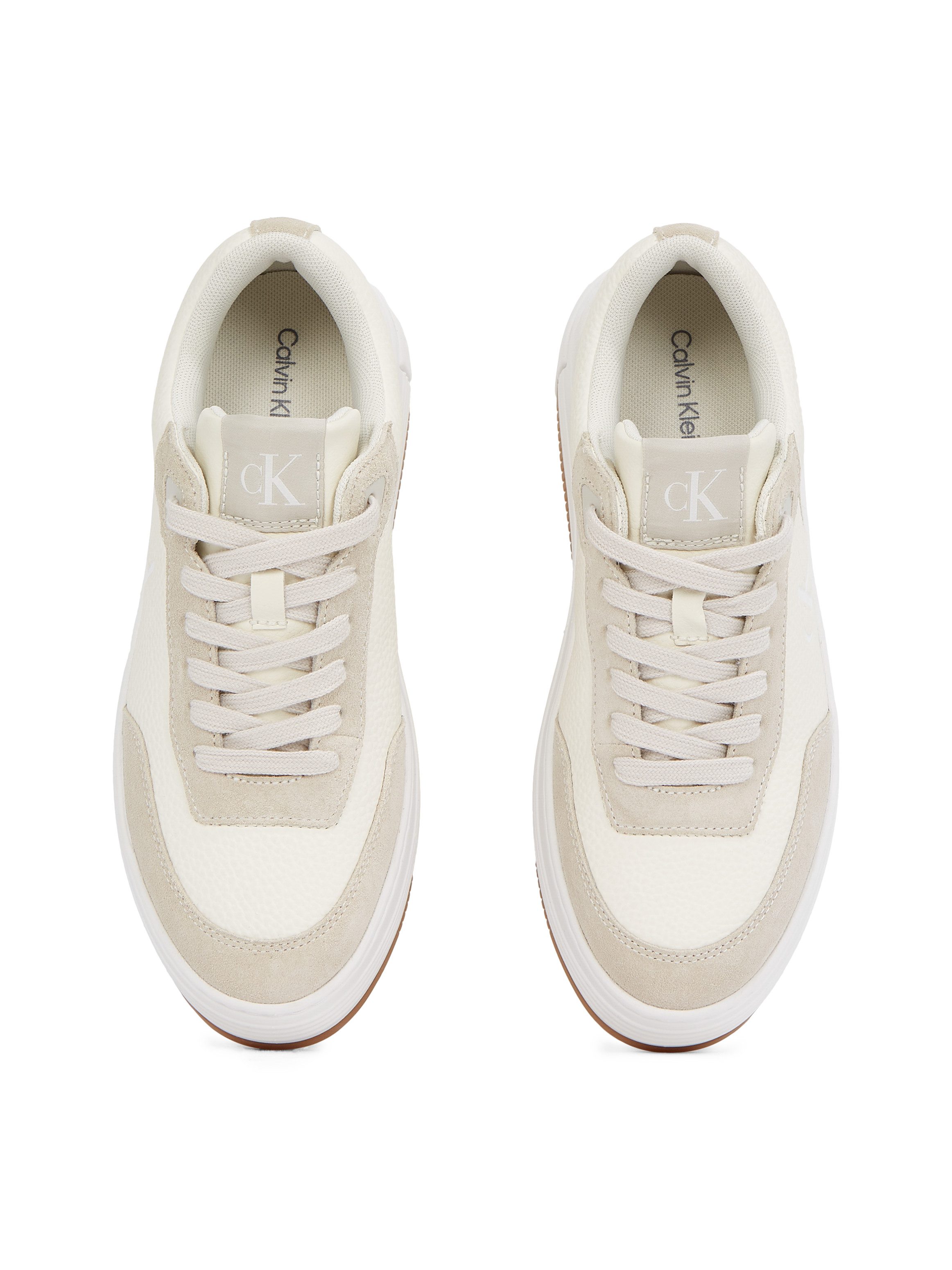Calvin Klein Plateausneakers BOLD FLATF LOW LACE TUMB LTH veterschoenen, lage schoen, vrijetijdsschoen met zij ck-logo