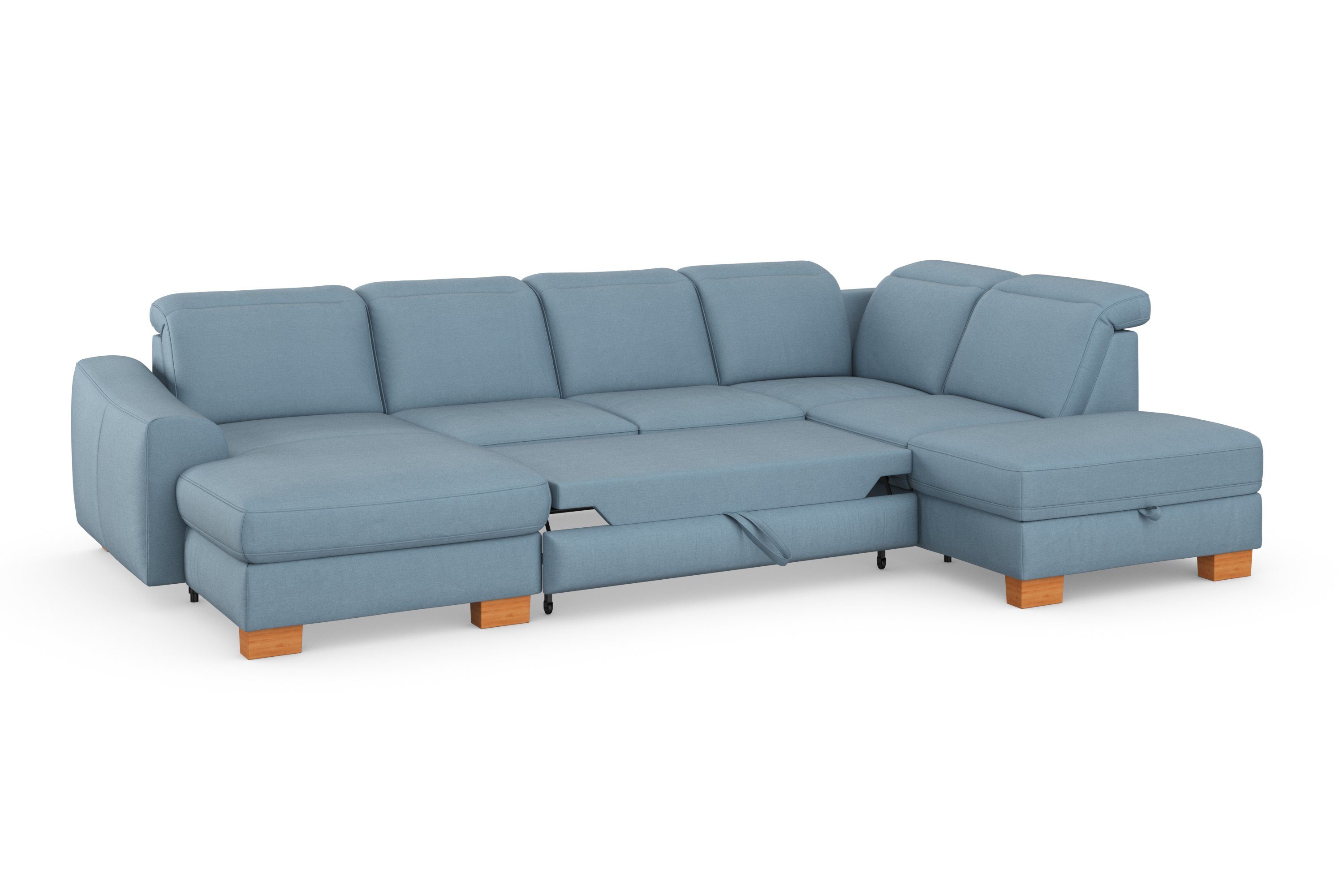 sit&more Zithoek Dundee U-vorm met binnenvering en massief houten poten, naar keuze met verstelbare hoofdsteun