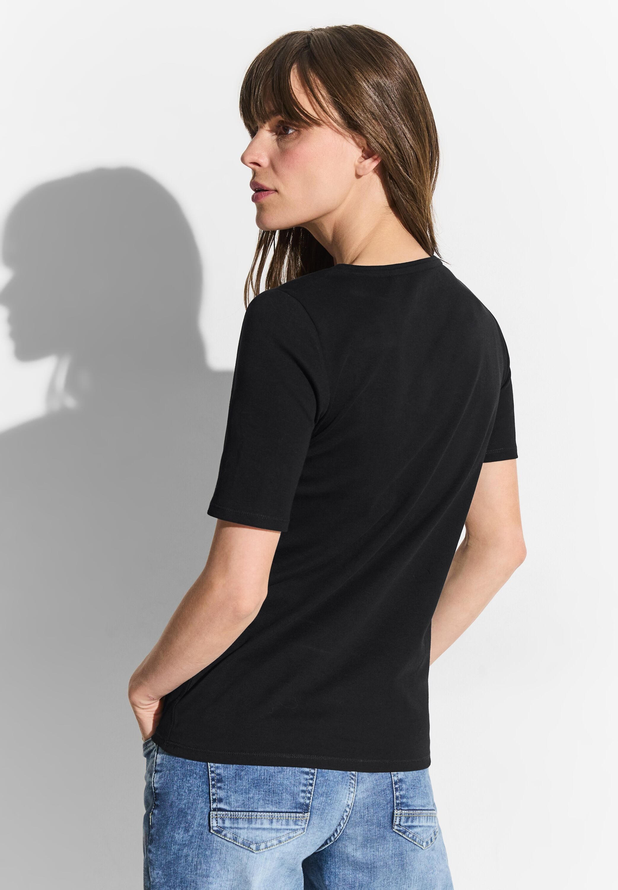 Cecil T-shirt Stijl Lena met klassieke ronde hals