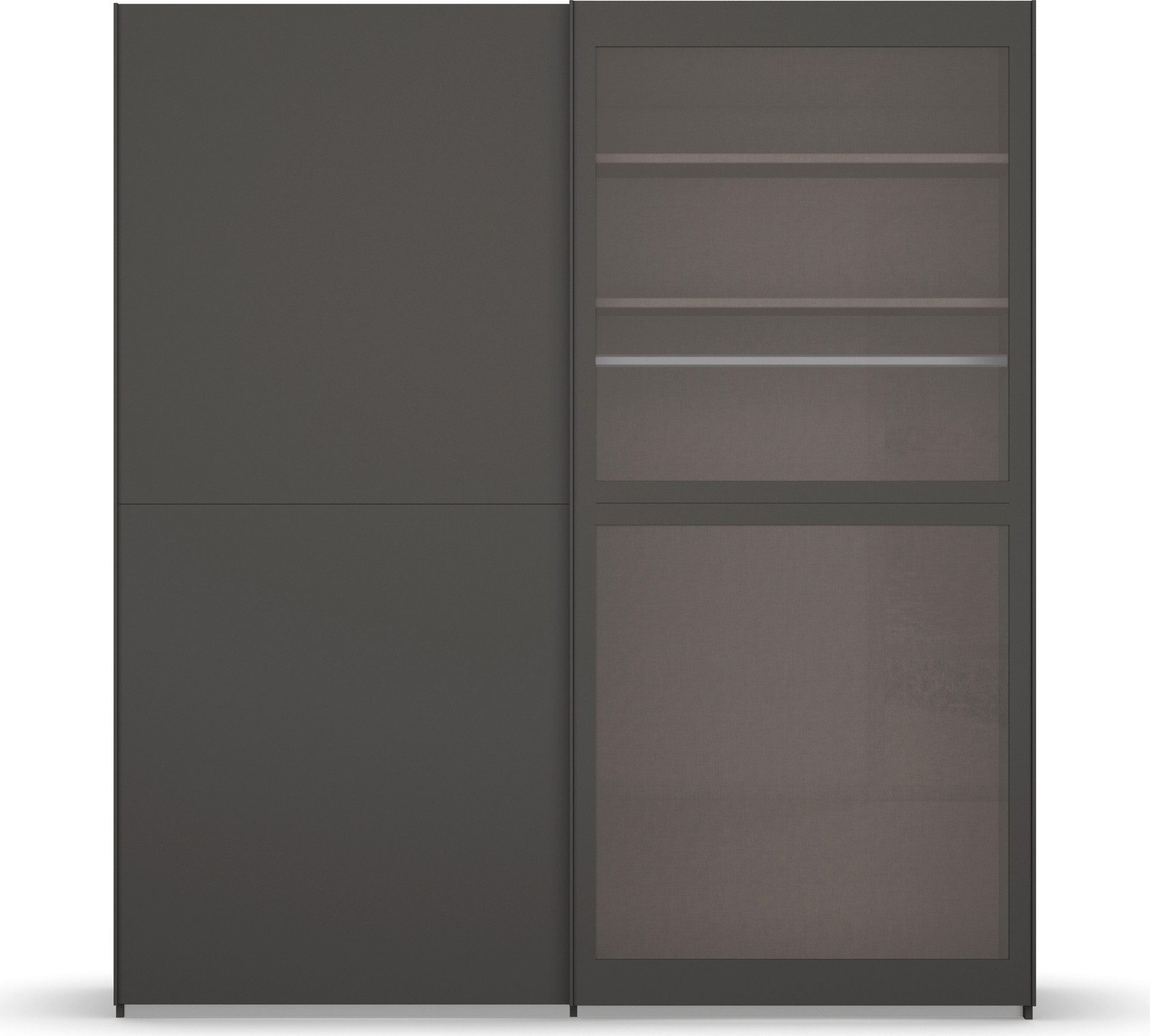 rauch Schuifdeurkast Kledingkast Kast Garderobe Slaapkamerkast LUMIS met glazen deuren van transparant grijs glas made in germany