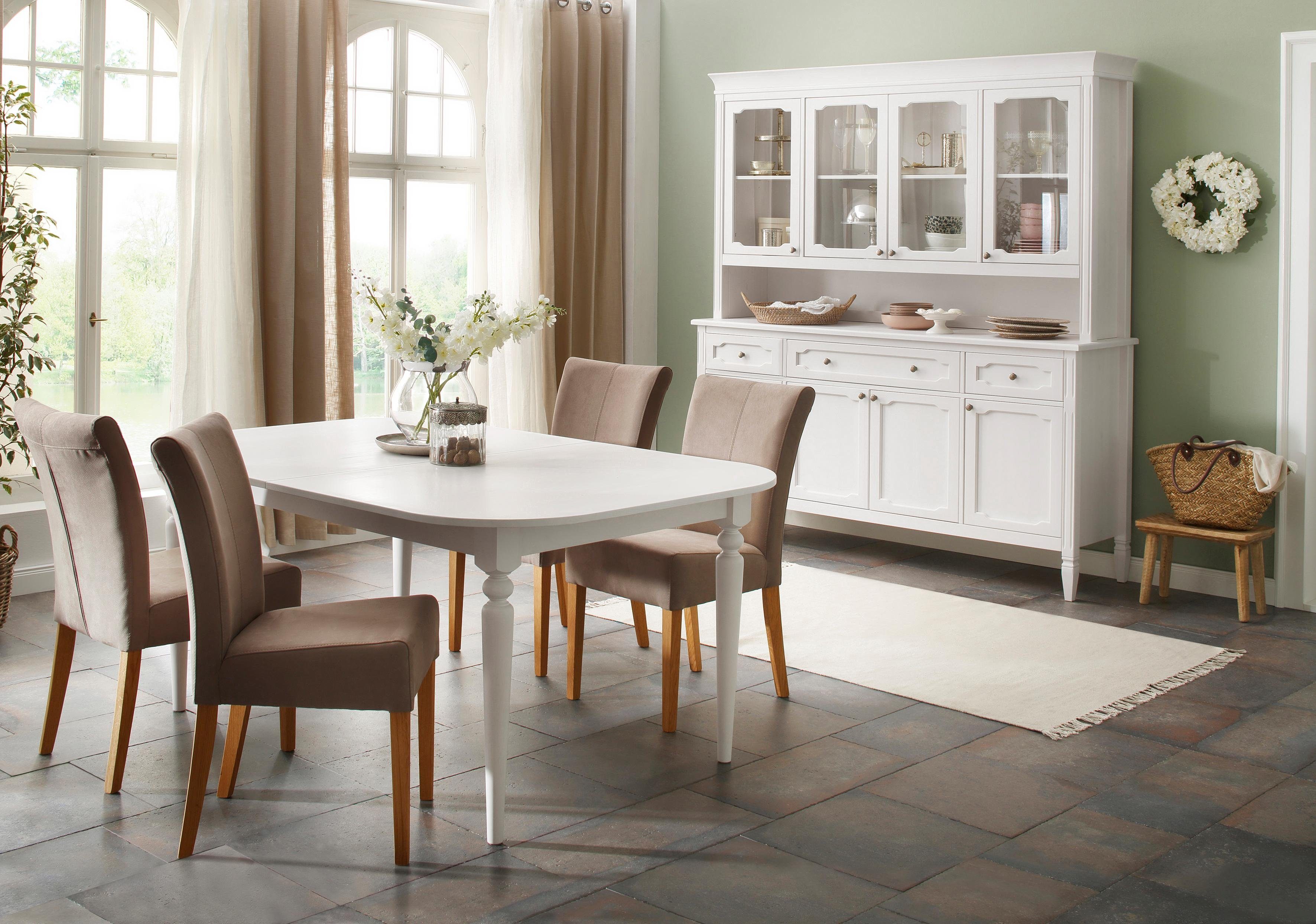 Home affaire Eetkamerstoel Queen Polsterstoel BESTSELLER verschillende type bekleding, massief houten onderstel (set)