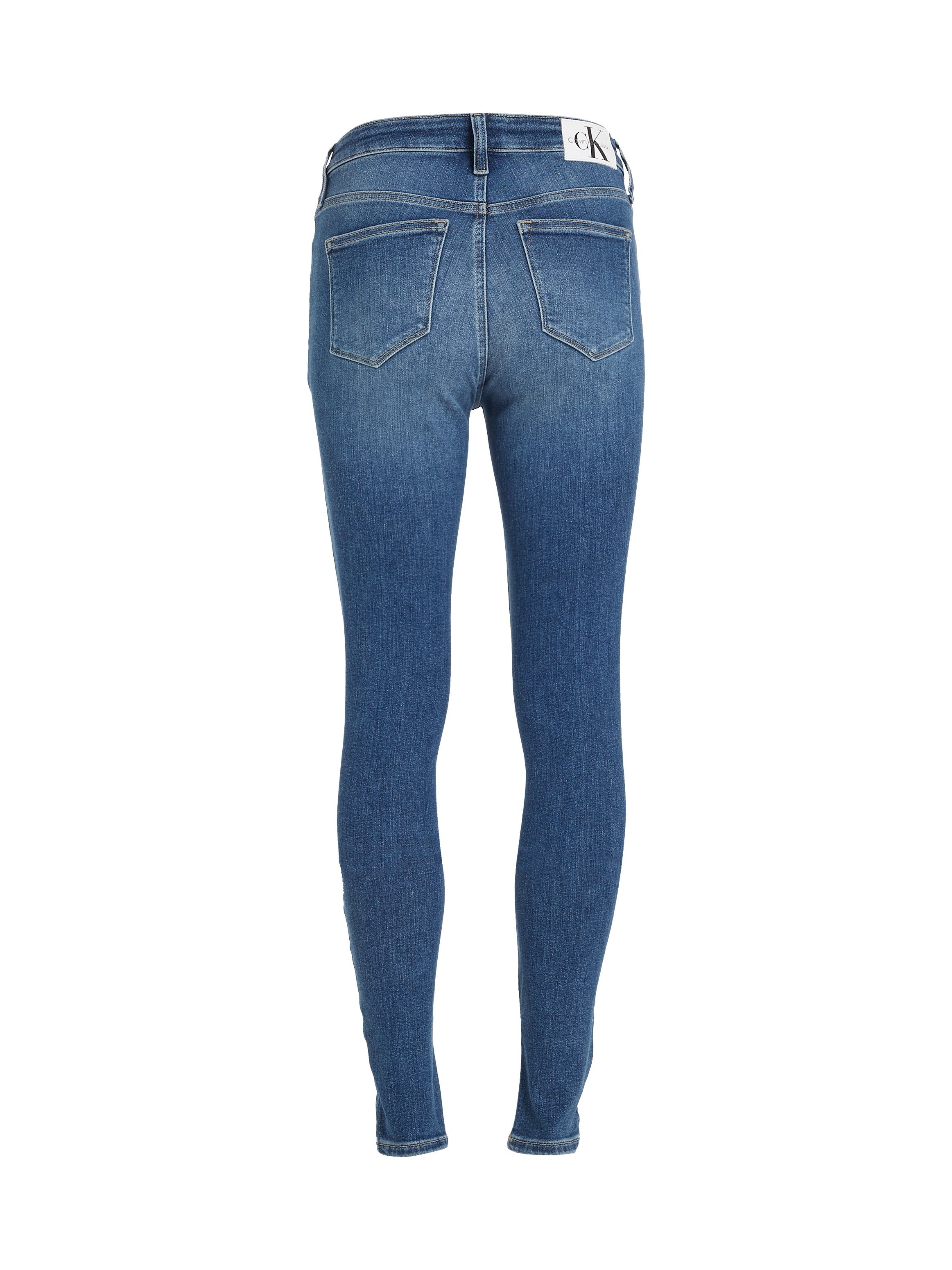 Calvin Klein Skinny fit jeans HIGH RISE SUPER SKINNY ANKLE met calvin klein jeans leren badge op de achterkant van de tailleband