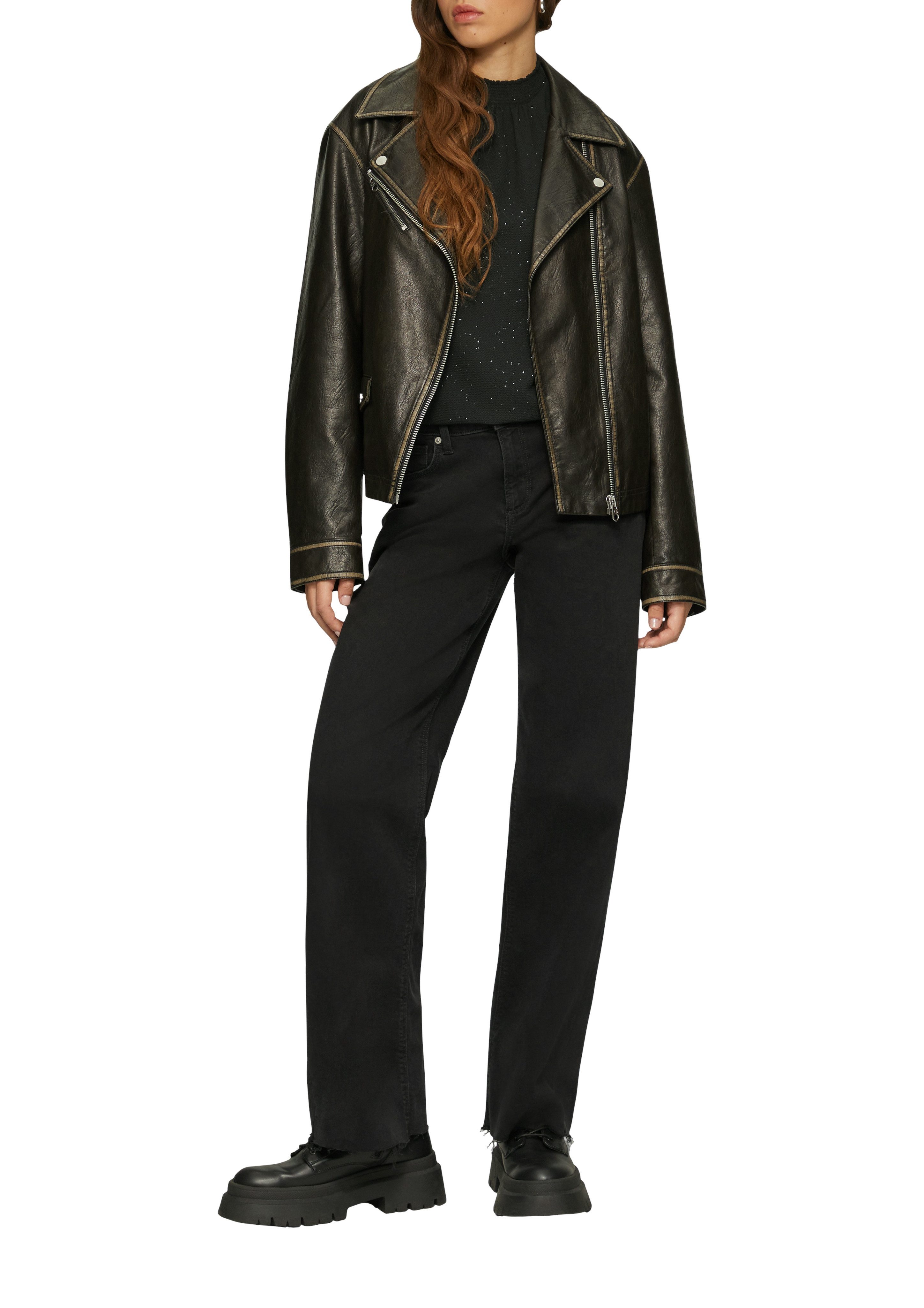 Q S designed by Blouse met lange mouwen met gemockte staande kraag