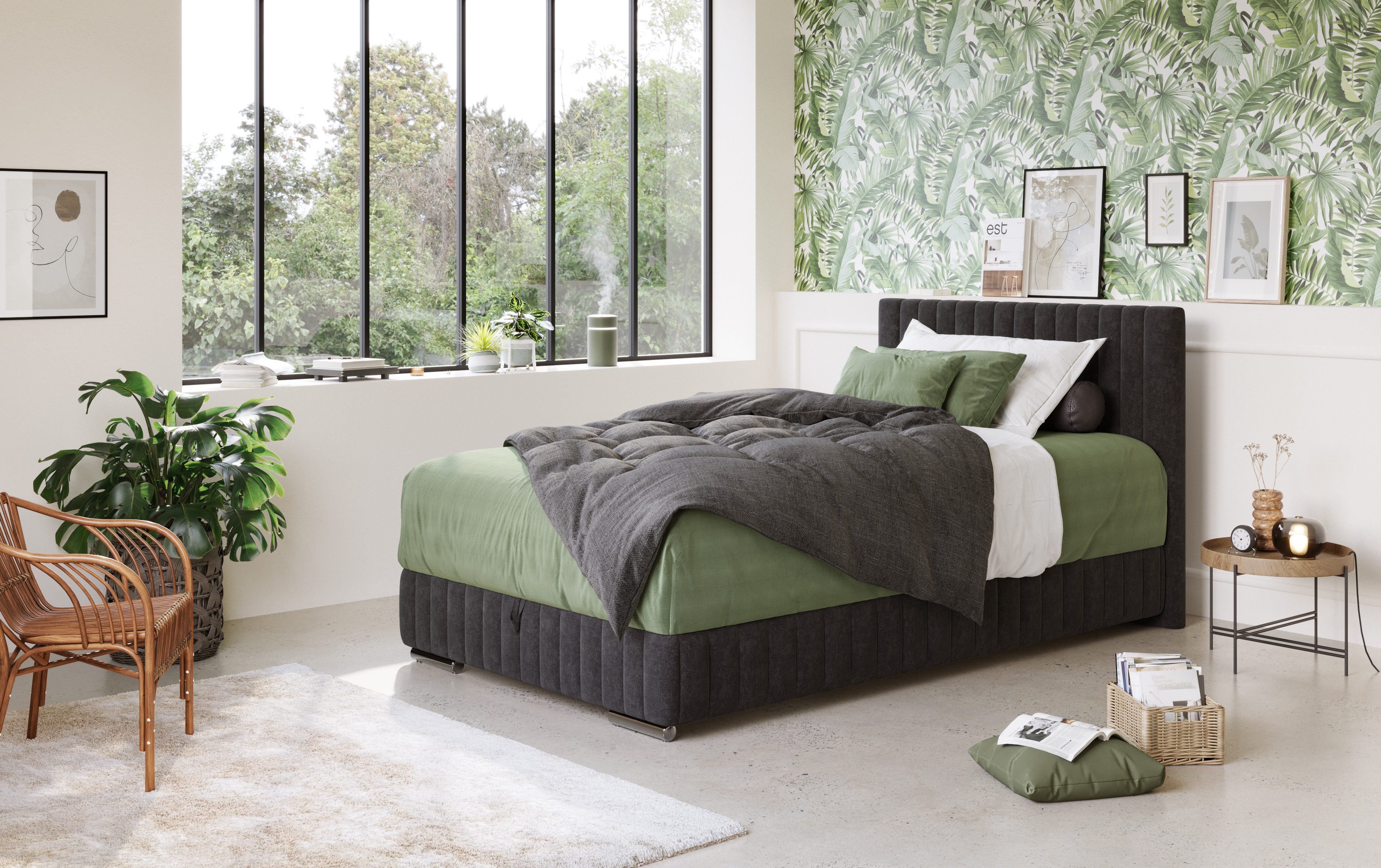 COTTA Boxspring Beetle incl. matrastopper en bedlade boxsprings zwart
