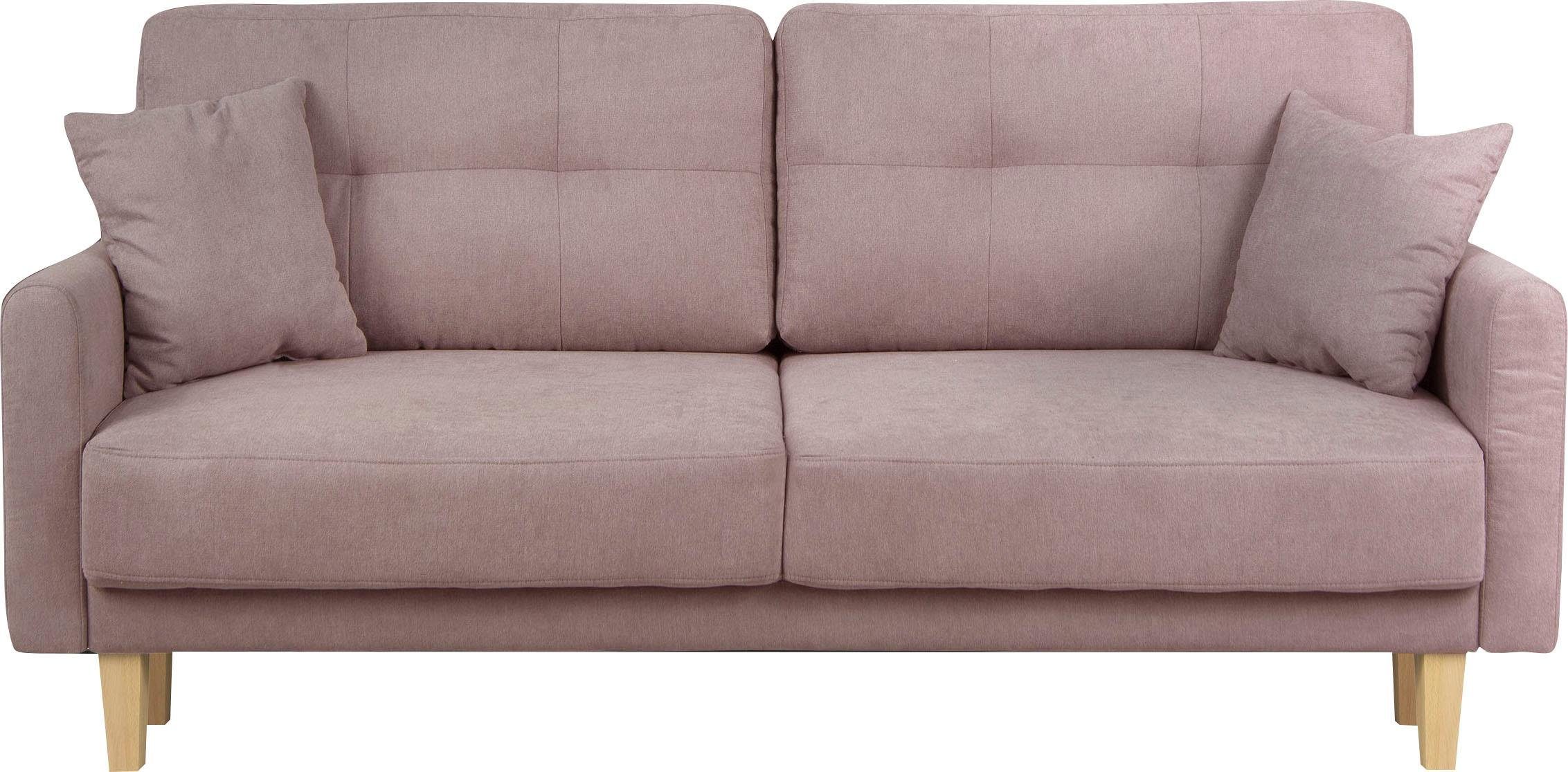 Home affaire 2-zitsbank TRIPLO met golfsysteem, afmetingen B/D/H: 165/100/89 cm Bank met stiksel in het ruggebied, incl. rugkussen en sierkussen