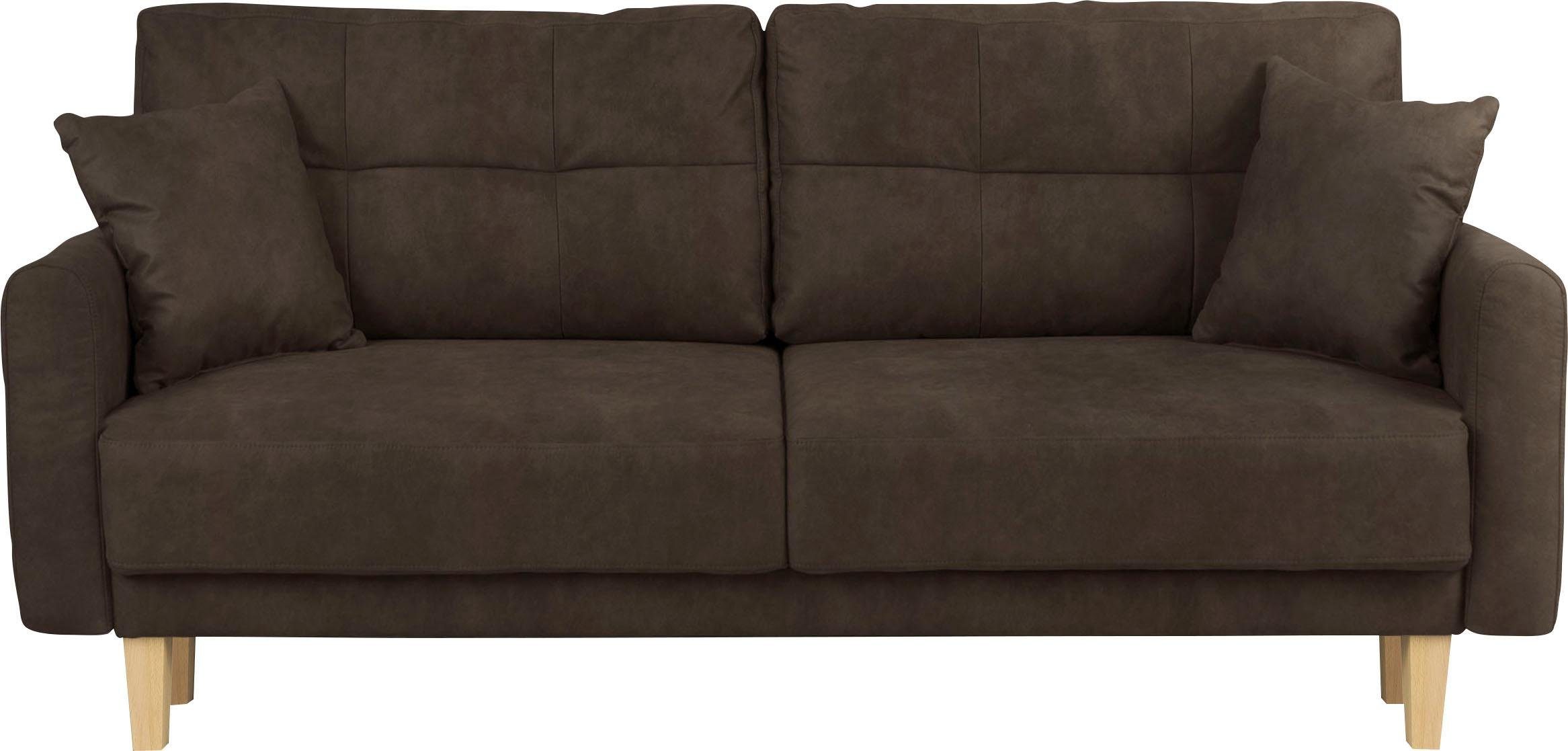 Home affaire 2-zitsbank TRIPLO met golfsysteem, afmetingen B/D/H: 165/100/89 cm Bank met stiksel in het ruggebied, incl. rugkussen en sierkussen