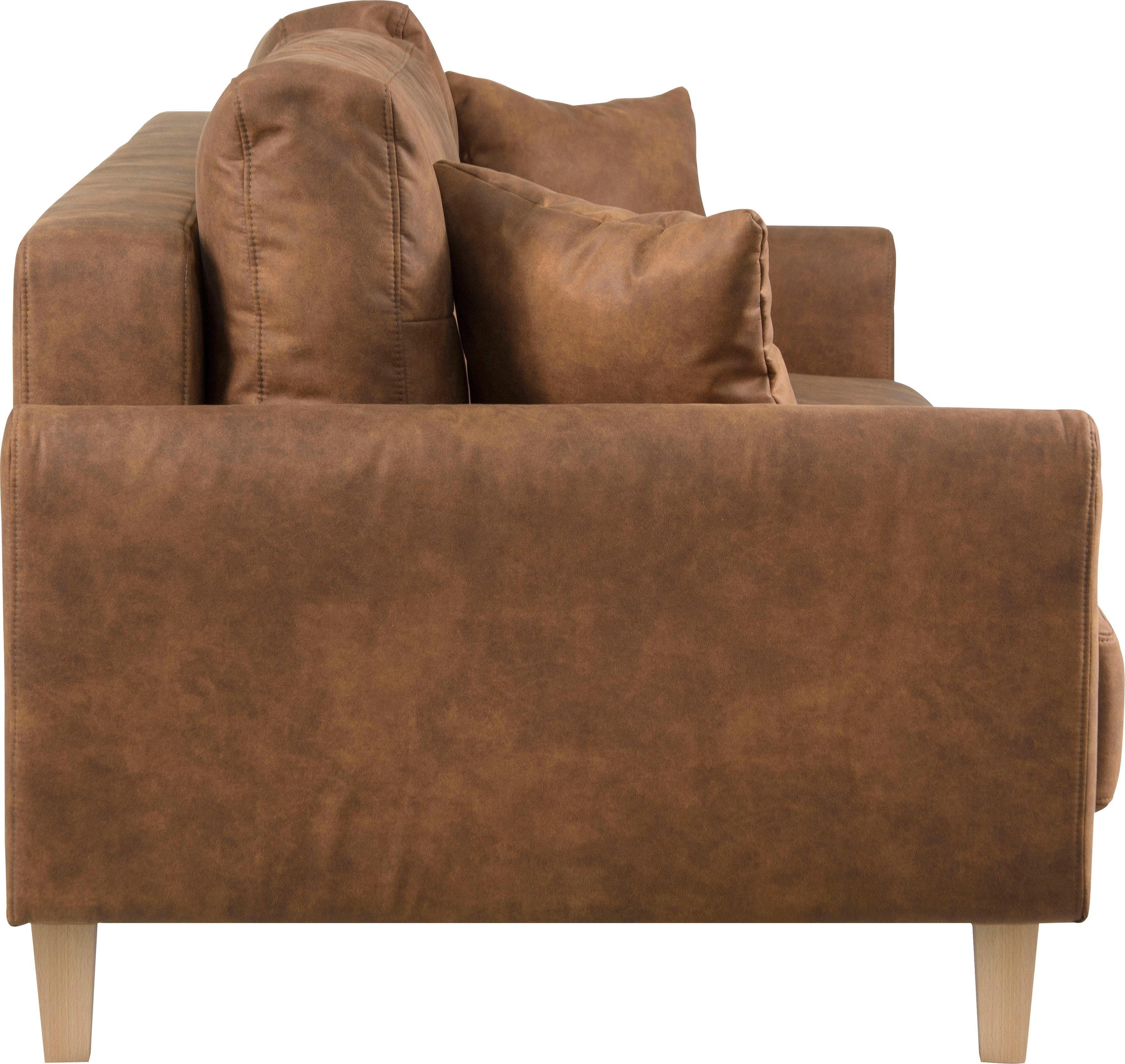 Home affaire 2-zitsbank TRIPLO met golfsysteem, afmetingen B/D/H: 165/100/89 cm Bank met stiksel in het ruggebied, incl. rugkussen en sierkussen