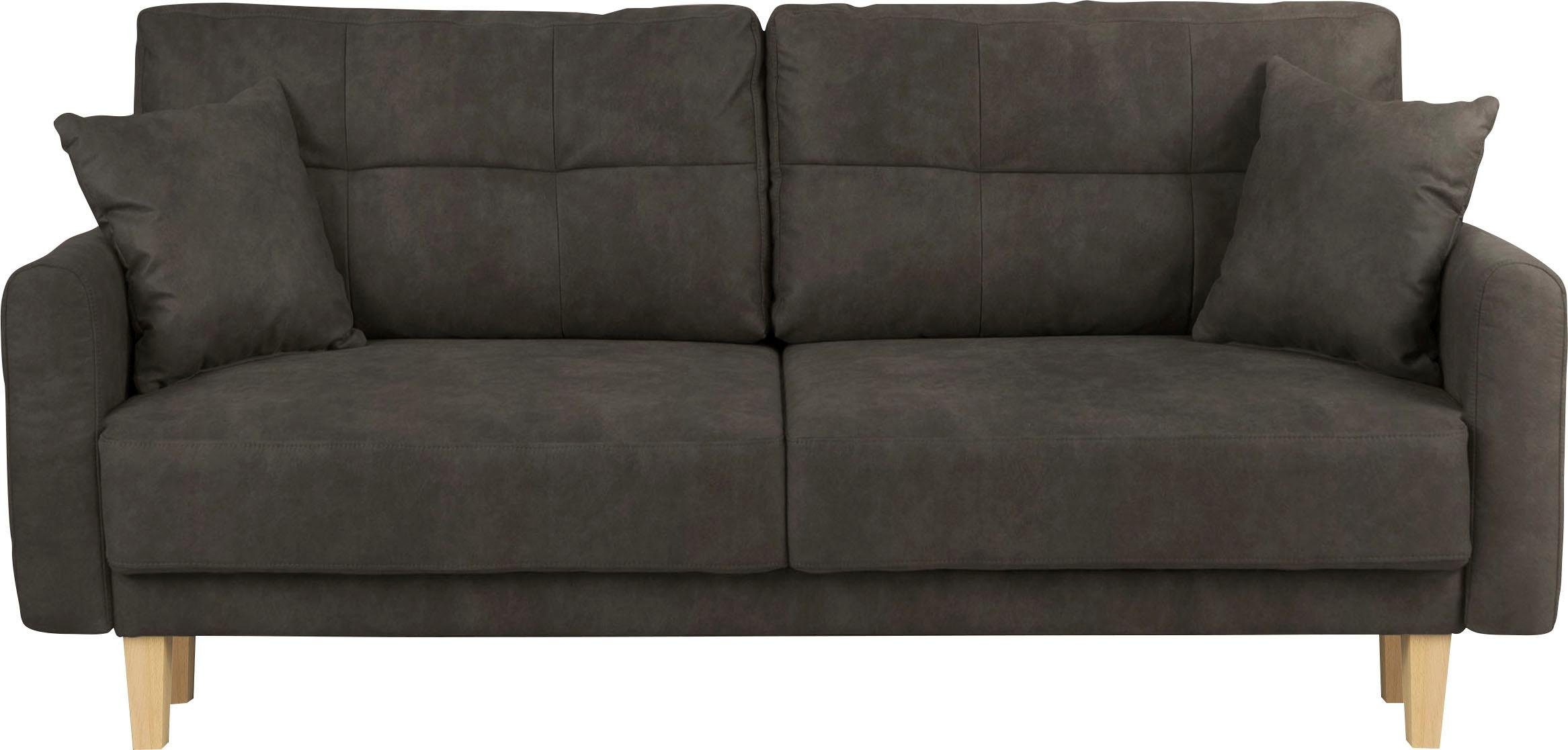 Home affaire 2-zitsbank TRIPLO met golfsysteem, afmetingen B/D/H: 165/100/89 cm Bank met stiksel in het ruggebied, incl. rugkussen en sierkussen