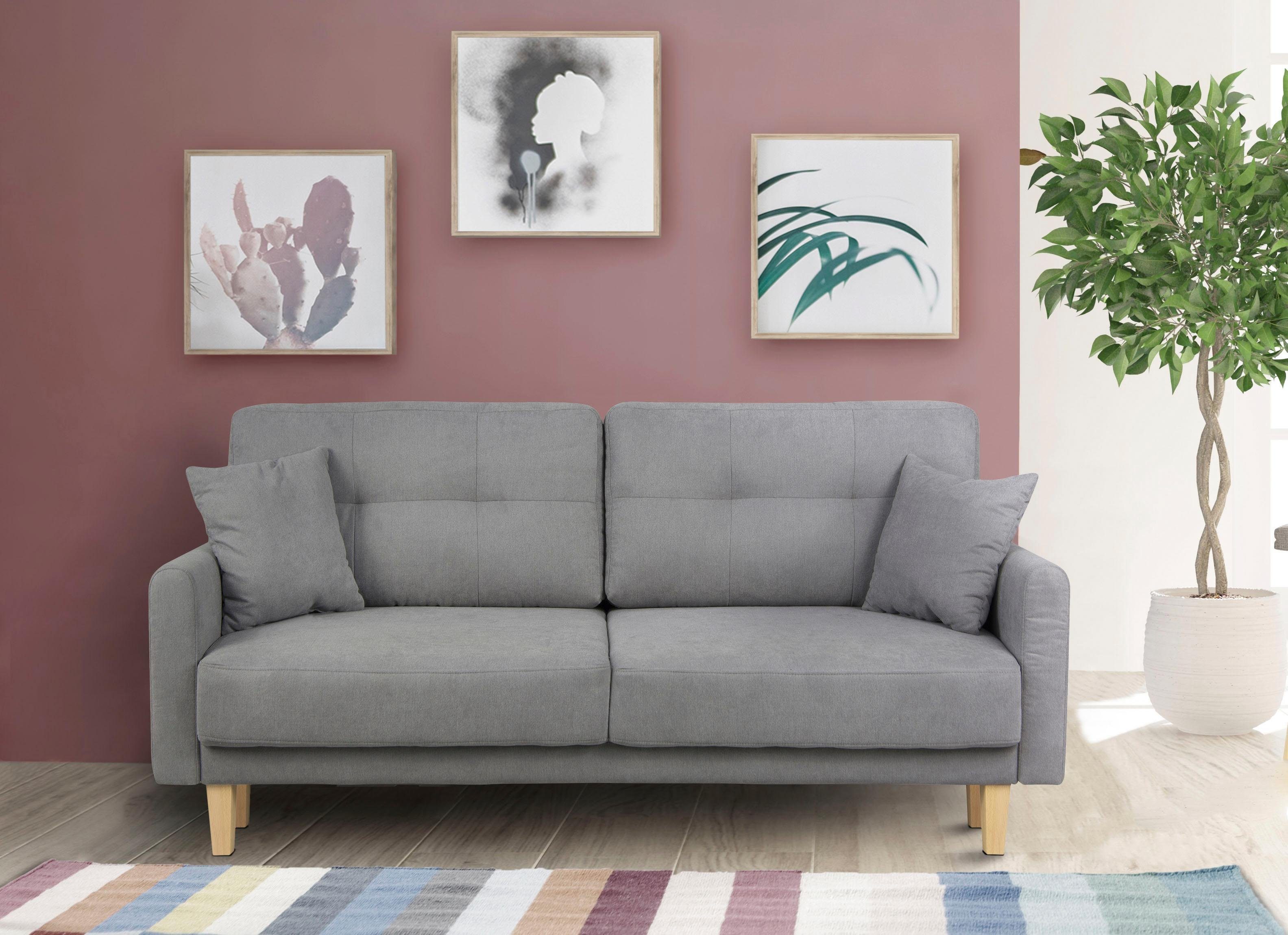 Home affaire 2-zitsbank TRIPLO met golfsysteem, afmetingen B/D/H: 165/100/89 cm Bank met stiksel in het ruggebied, incl. rugkussen en sierkussen