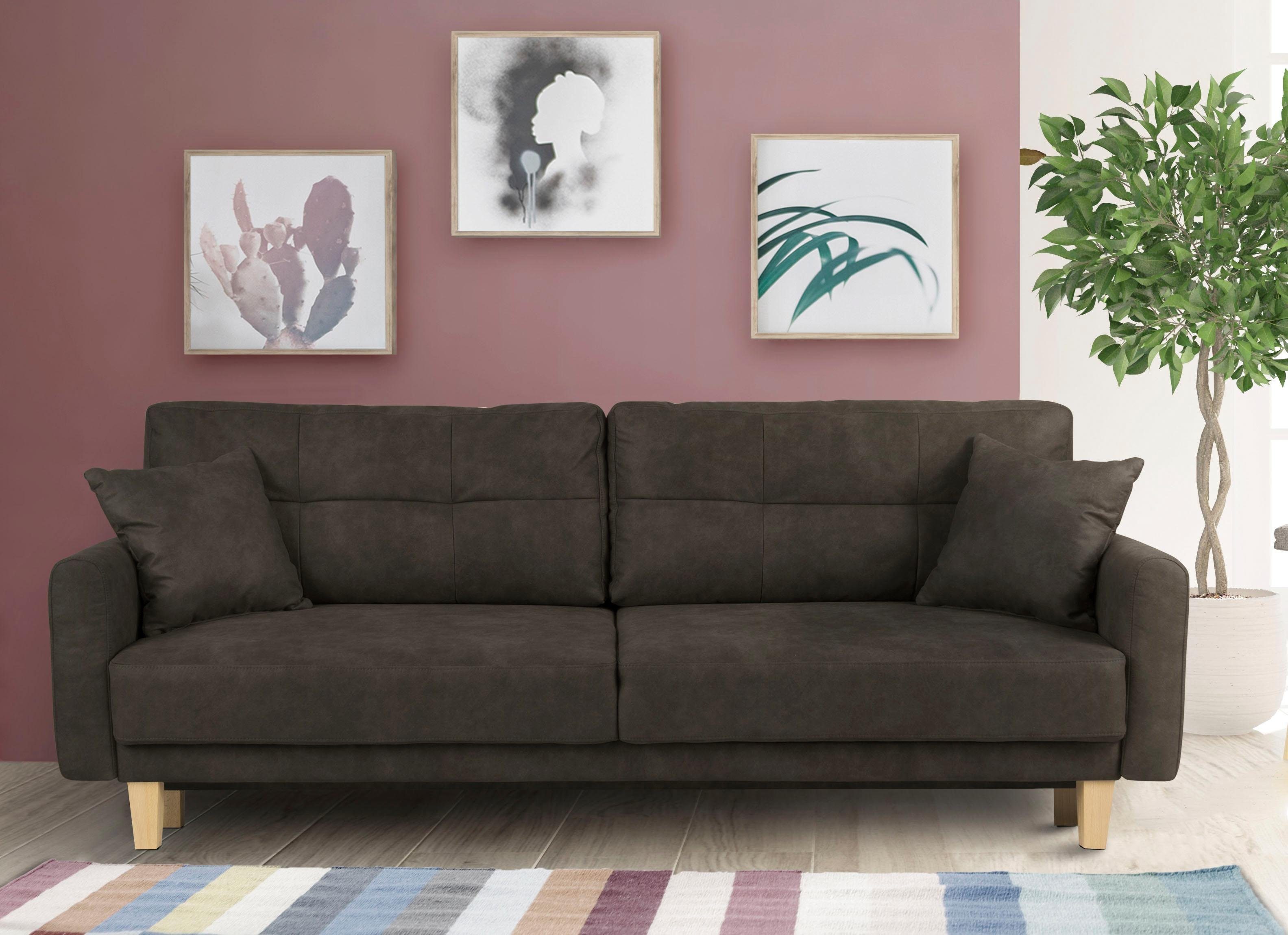 Home affaire 3-zitsbank TRIPLO optioneel slaapbank met bedlade, afmetingen B/D/H: 215/100/89 cm