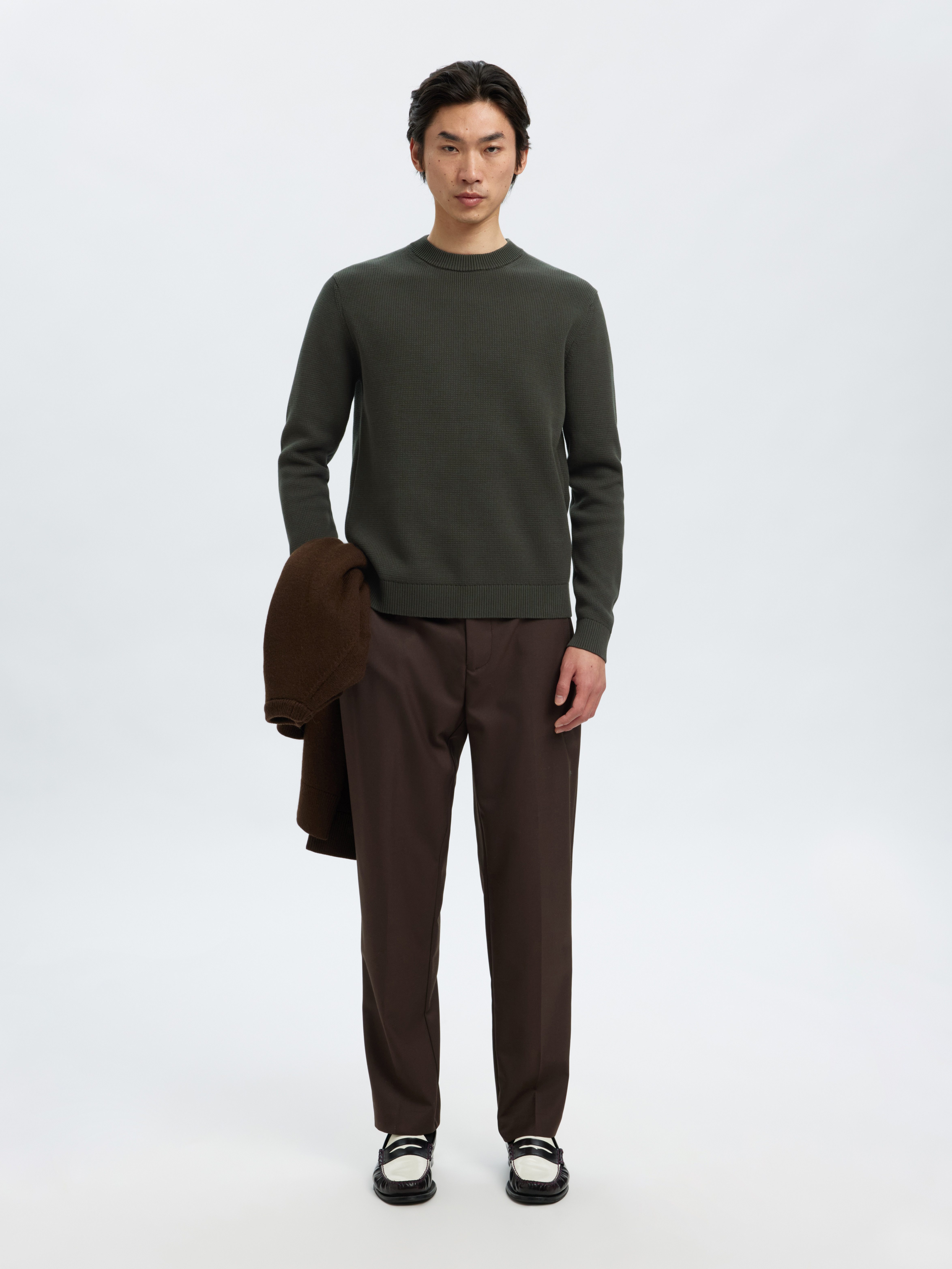 SELECTED HOMME Trui met ronde hals SLHDANE LS KNIT STRUCTURE CREW NECK NOOS