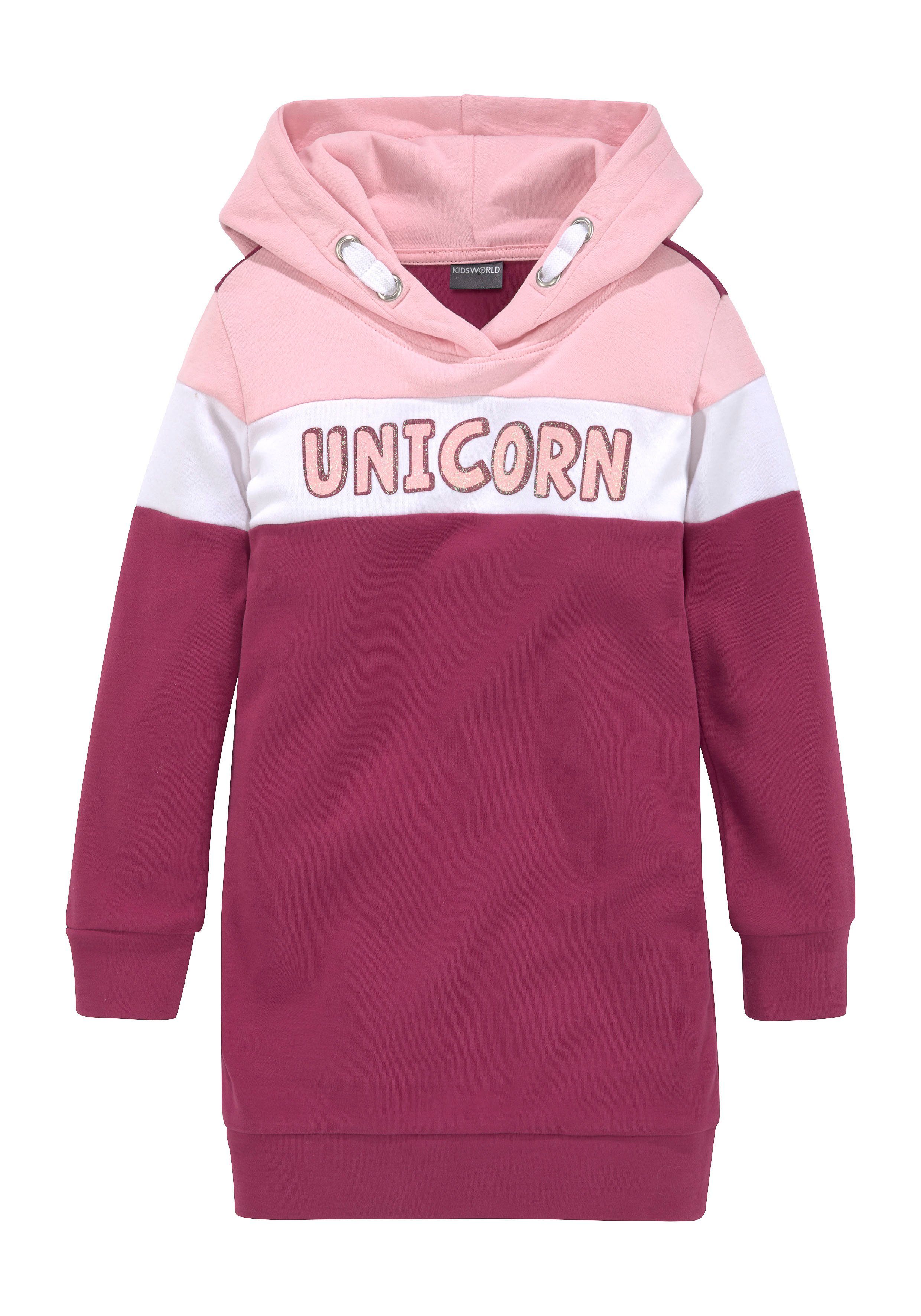 KIDSWORLD Sweatjurk Unicorn lang, modieus, van katoenmix, lange mouwen