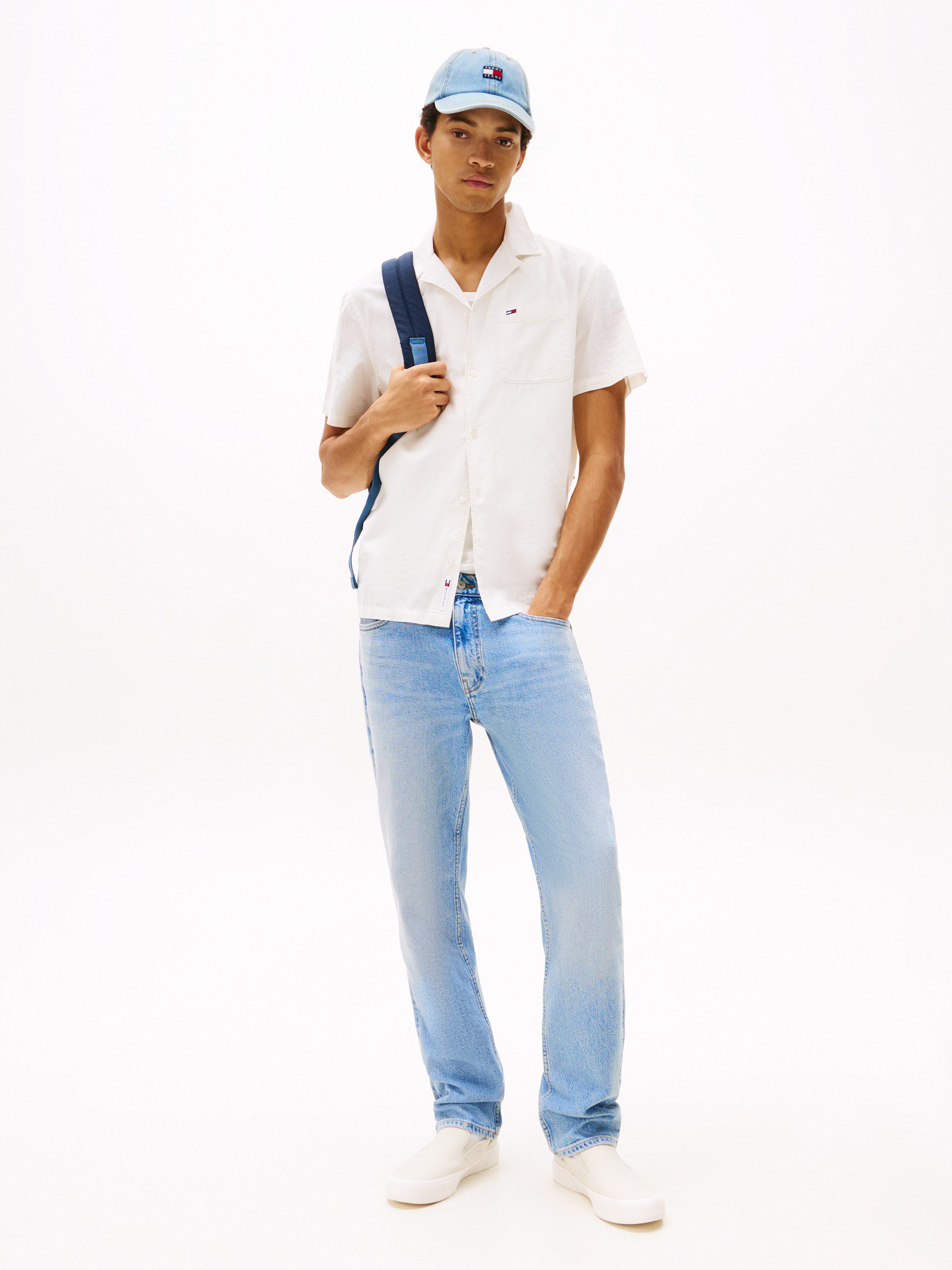 Tommy Jeans Plus Overhemd met korte mouwen TJM LINEN BLEND CAMP SS EXT
