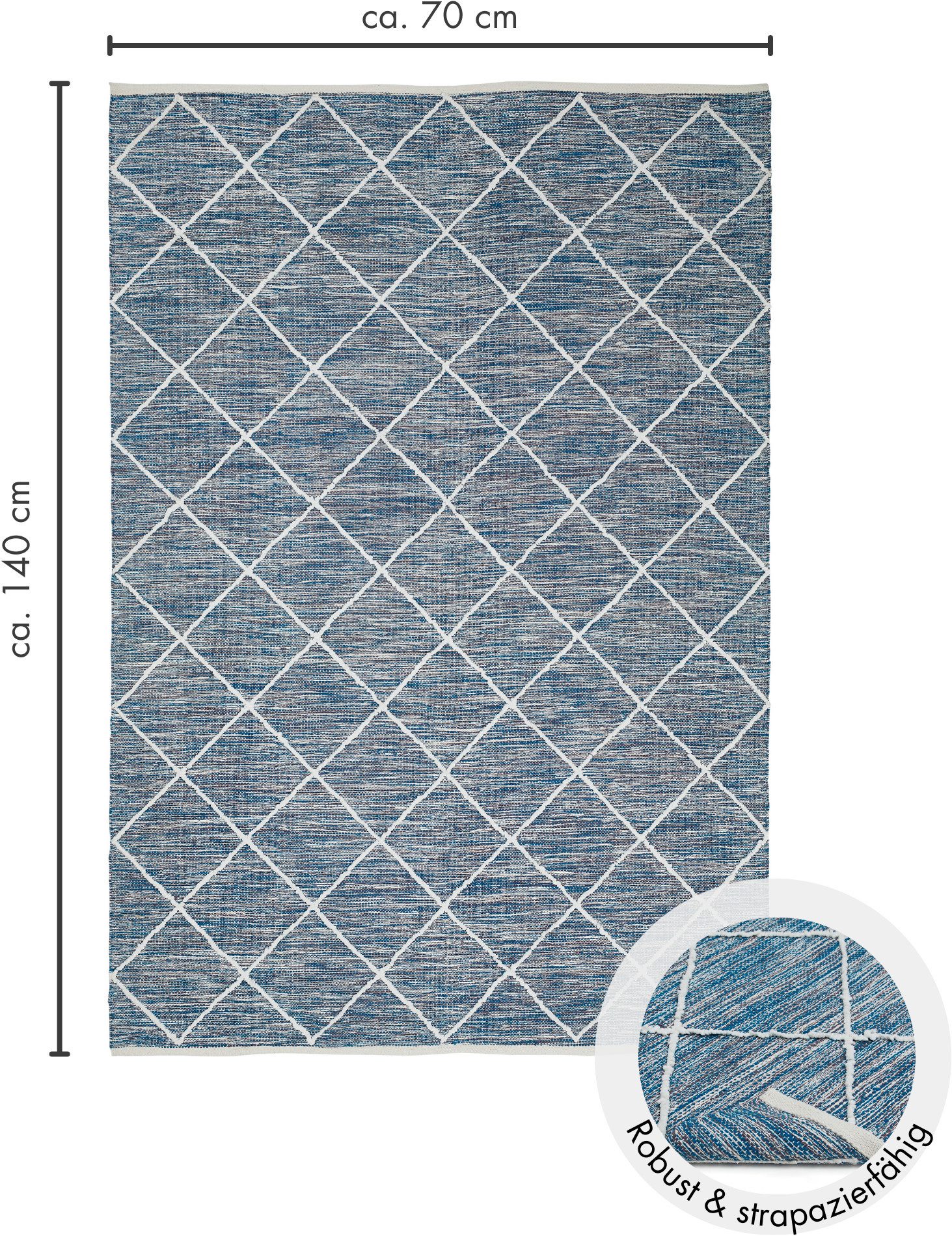 LUXOR living Vloerkleed Pantin Handgeweven, platweefsel, puur katoen, met de hand geweven, geruit design
