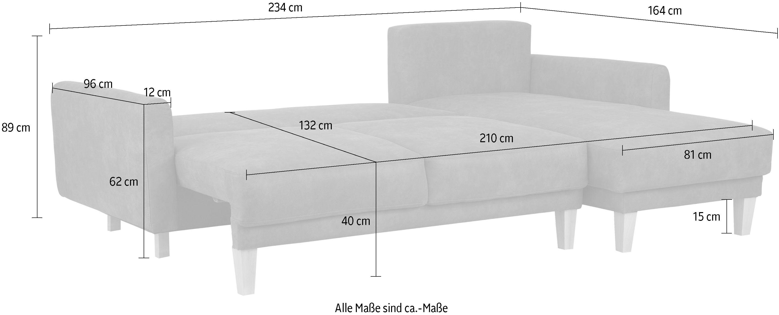 Home affaire Hoekbank TRIPLO optionele slaapbank met bedlade, afmetingen B/D/H: 234/164/89 cm