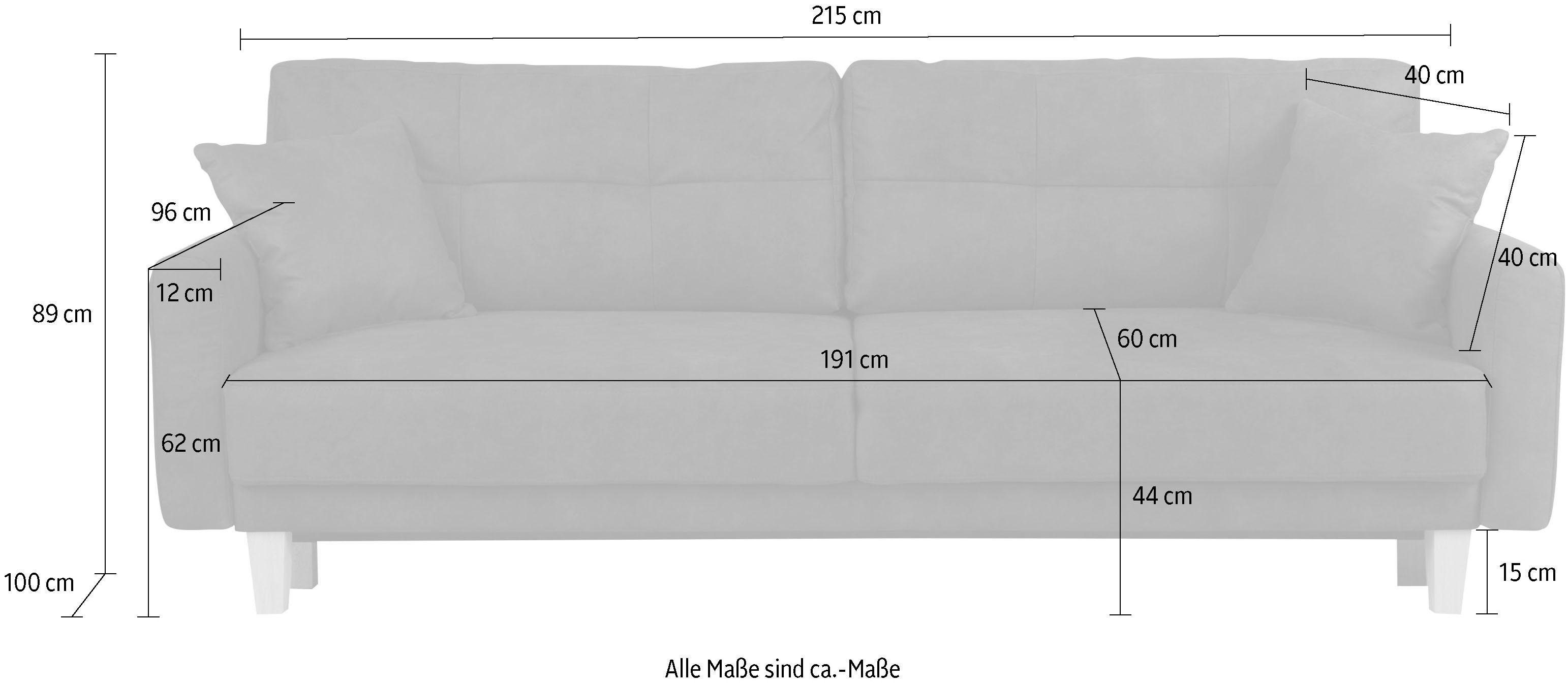 Home affaire 3-zitsbank TRIPLO optioneel slaapbank met bedlade, afmetingen B/D/H: 215/100/89 cm