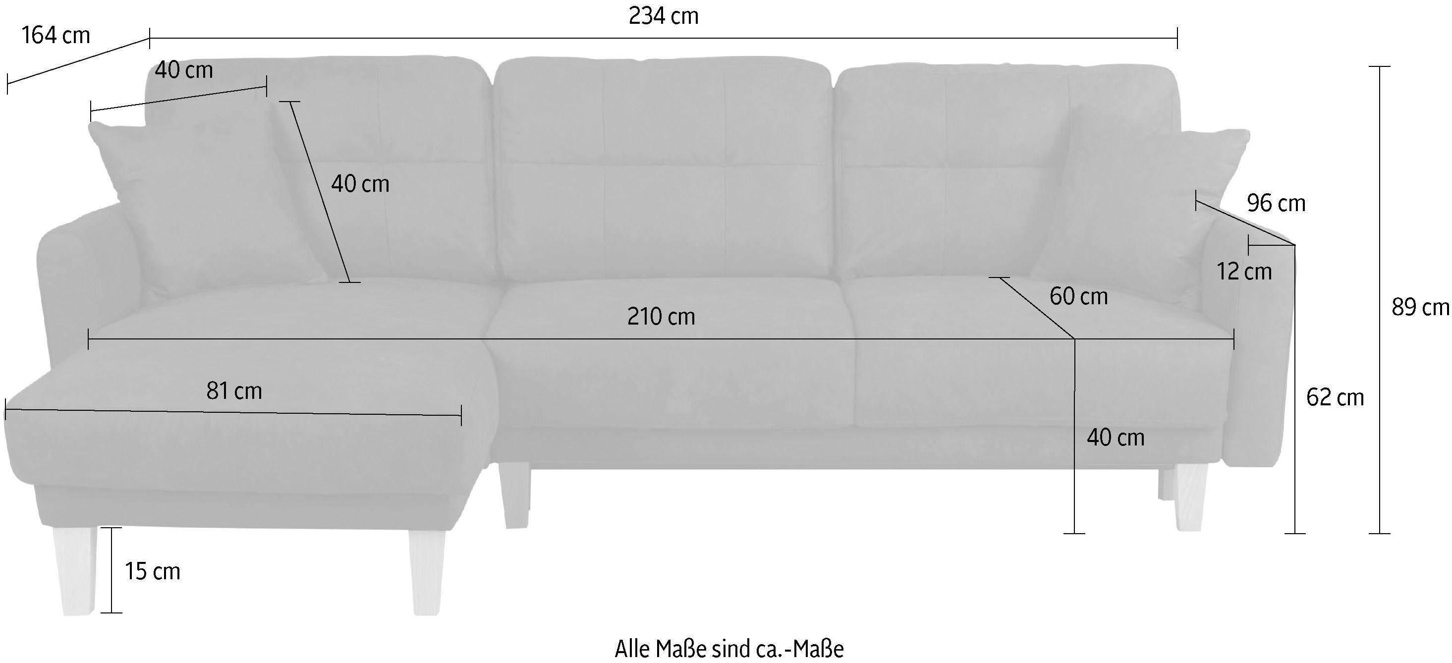 Home affaire Hoekbank TRIPLO optionele slaapbank met bedlade, afmetingen B/D/H: 234/164/89 cm