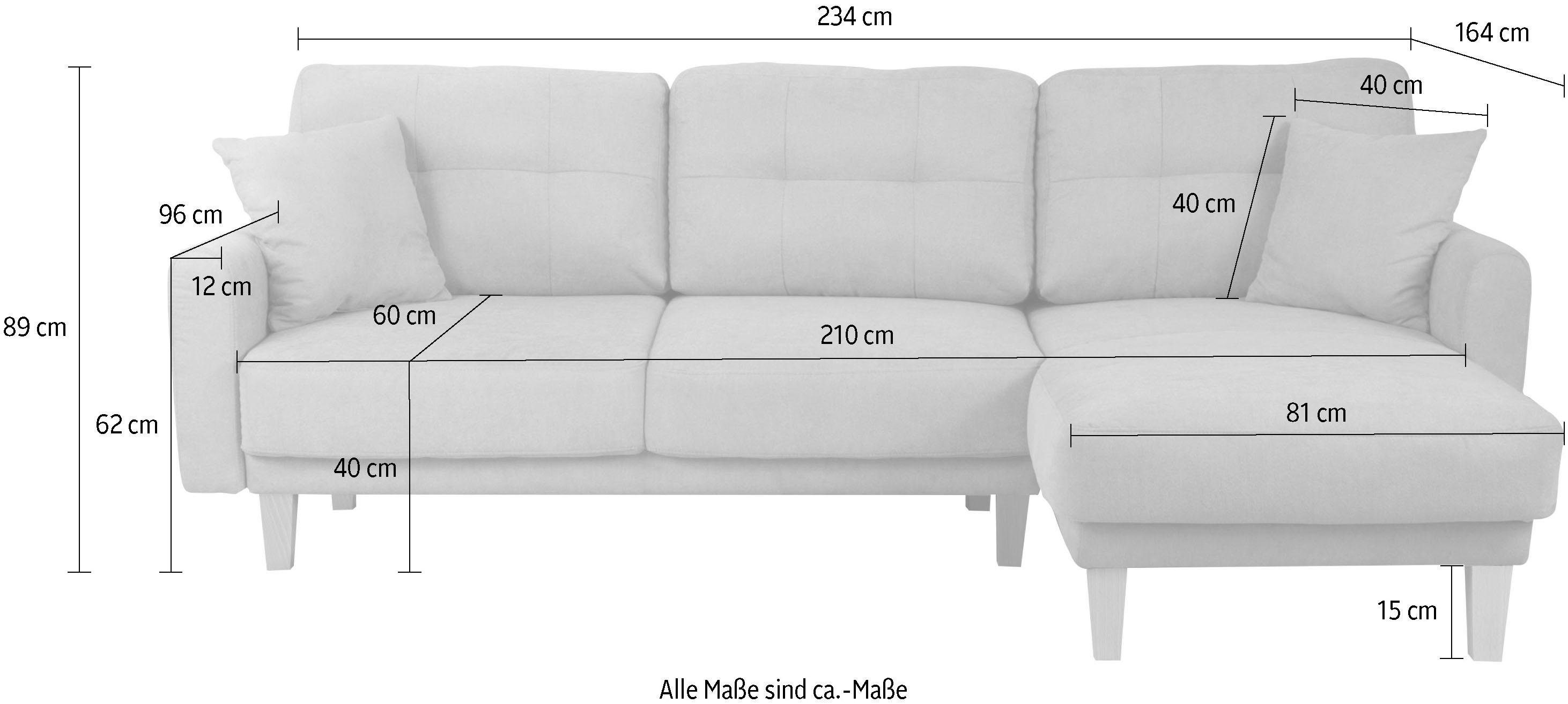 Home affaire Hoekbank TRIPLO optionele slaapbank met bedlade, afmetingen B/D/H: 234/164/89 cm