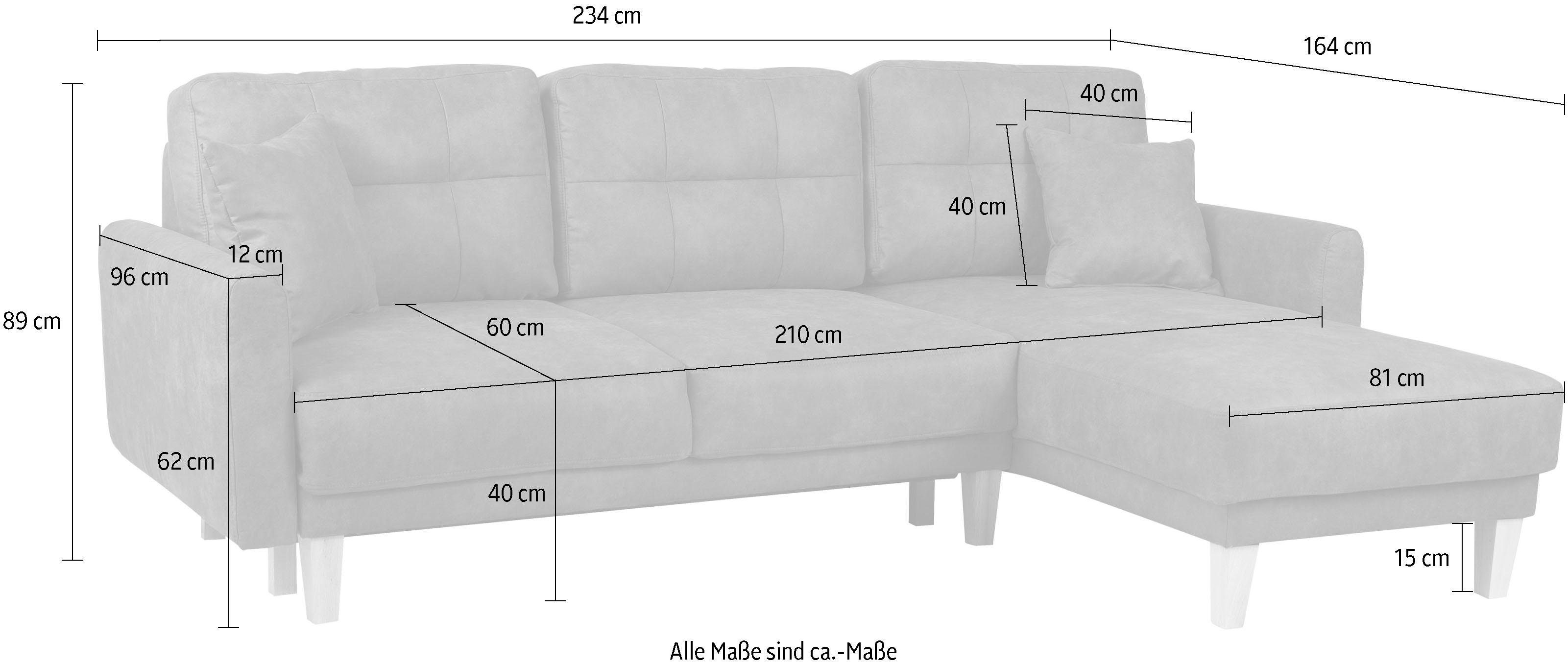 Home affaire Hoekbank TRIPLO optionele slaapbank met bedlade, afmetingen B/D/H: 234/164/89 cm