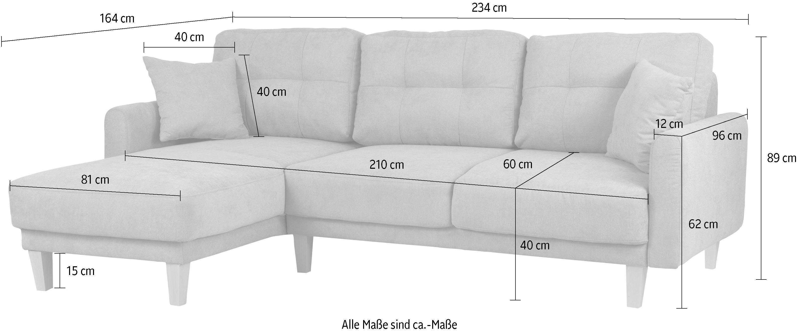 Home affaire Hoekbank TRIPLO optionele slaapbank met bedlade, afmetingen B/D/H: 234/164/89 cm