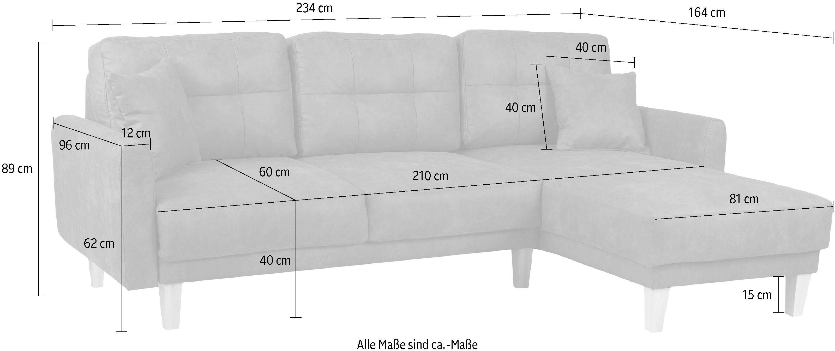 Home affaire Hoekbank TRIPLO optionele slaapbank met bedlade, afmetingen B/D/H: 234/164/89 cm