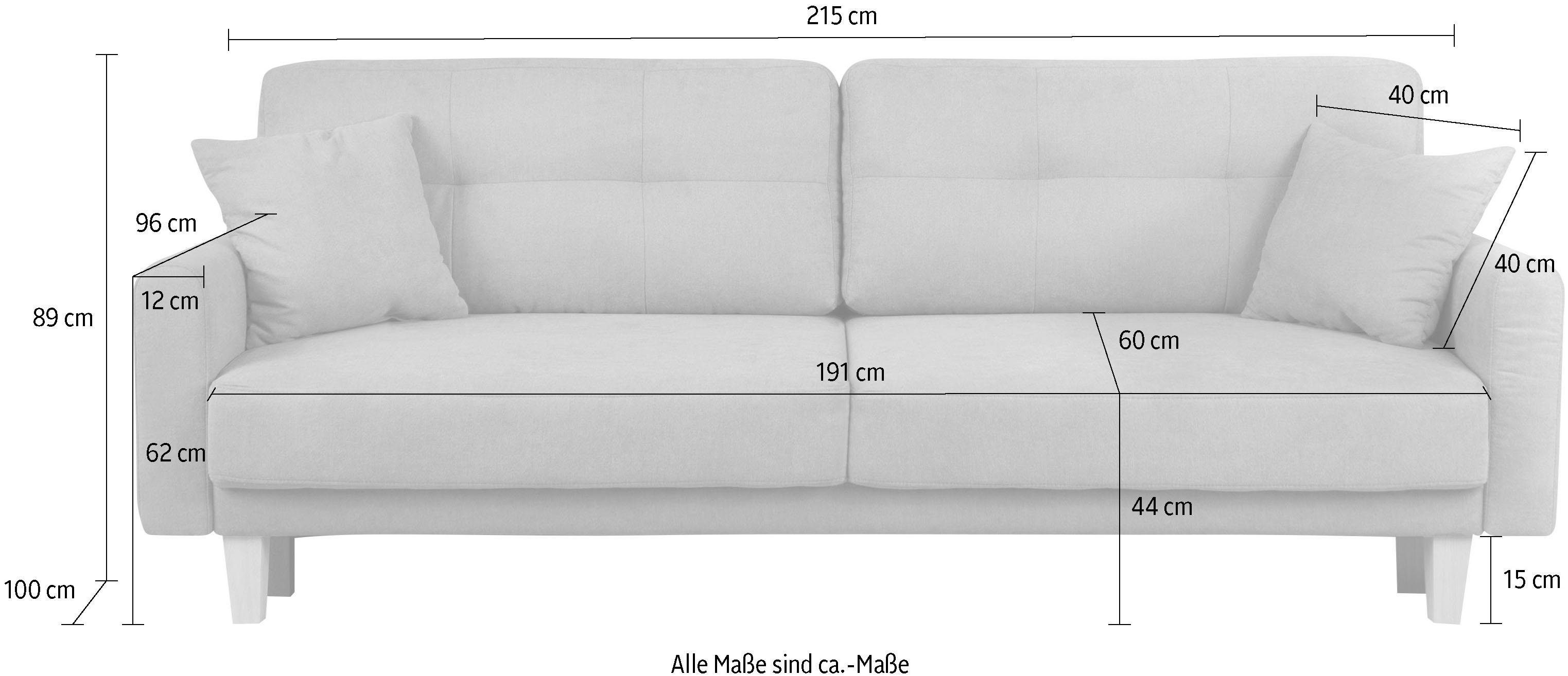 Home affaire 3-zitsbank TRIPLO optioneel slaapbank met bedlade, afmetingen B/D/H: 215/100/89 cm