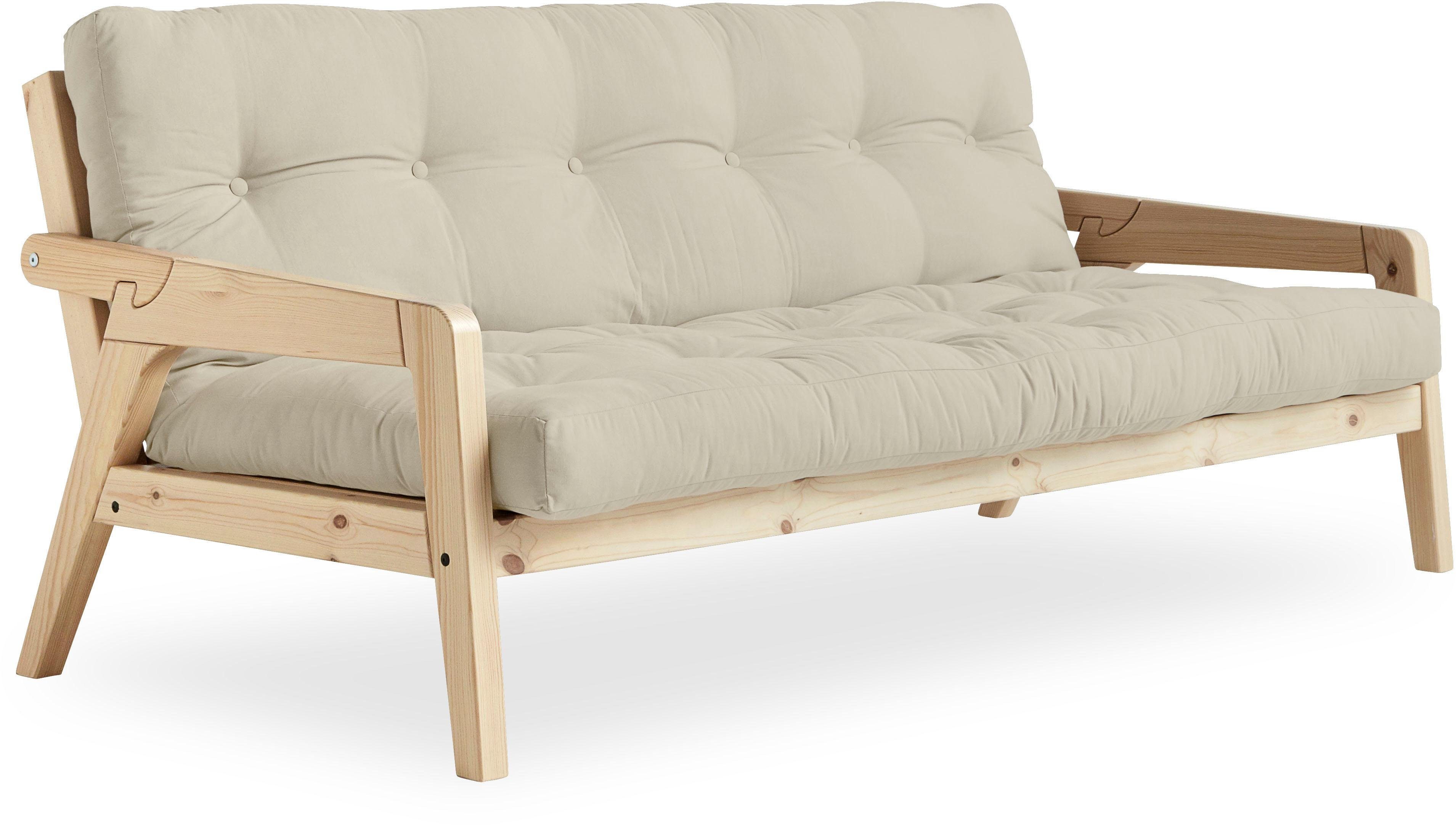 Karup Slaapbank Graf Met houtstructuur, incl. futonmatras, ligoppervlak 130x190 cm beige, slaapbanken, Frame: ecru