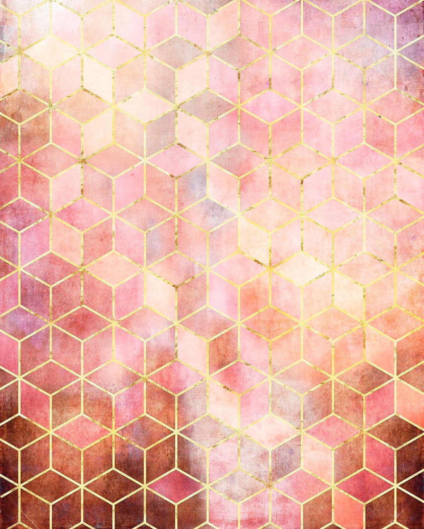 Komar Vliesbehang Digitale print vlies - Mosaik Rosso - Afmeting 200 x 250 cm (1 stuk) zelfklevend behang rood