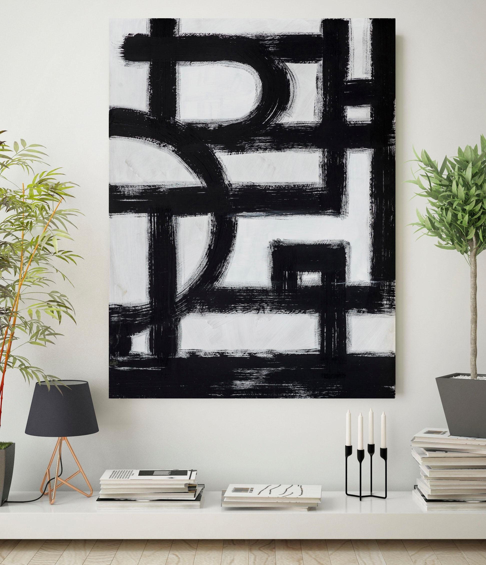 Places of Style Artprint op linnen Abstracte kunst Premium canvasstof, handgemaakt in Duitsland, 120x80cm
