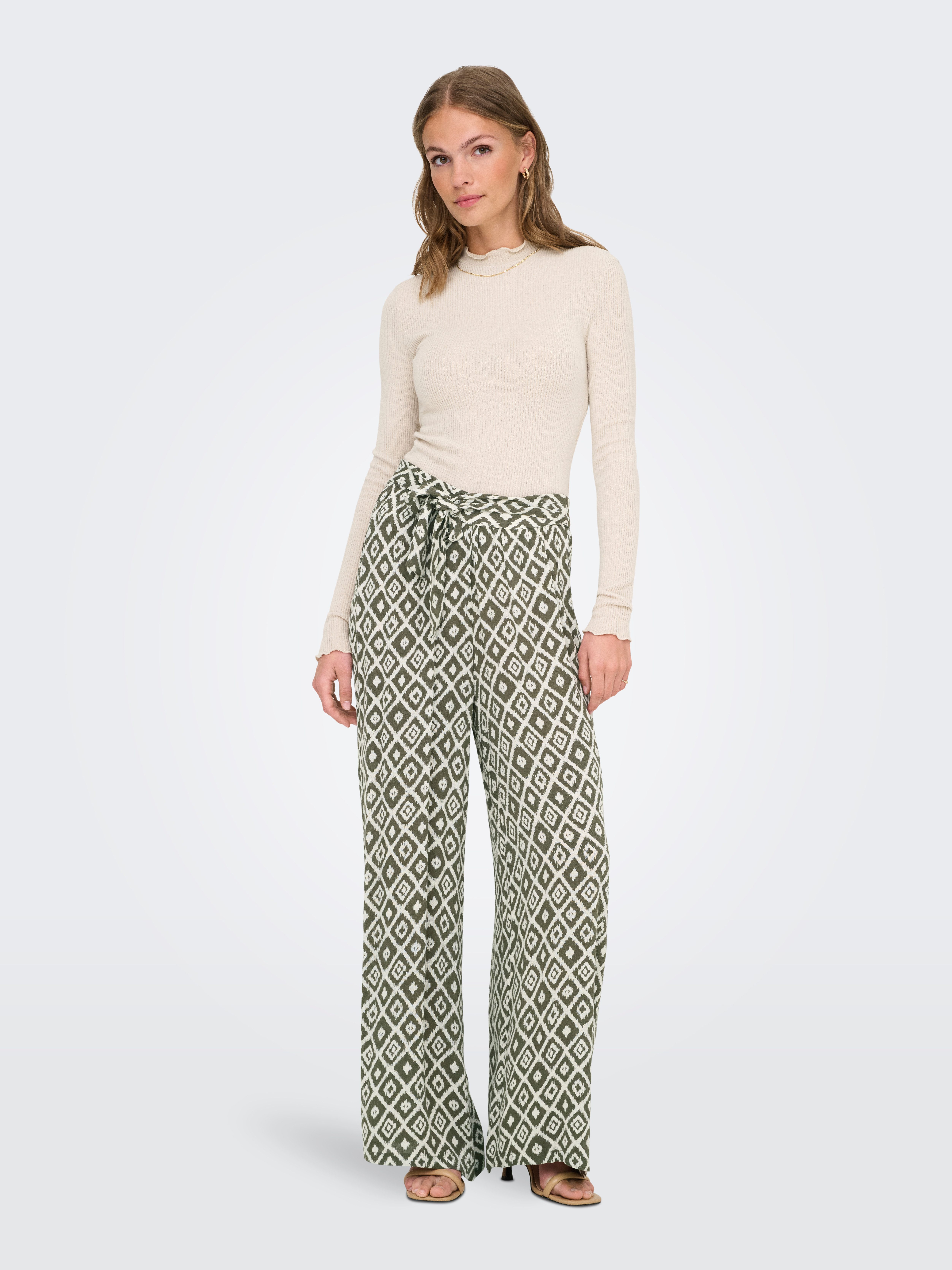 Only Comfortbroek ONLPAKJA LIFE AOP BELT PANTS WVN NOOS