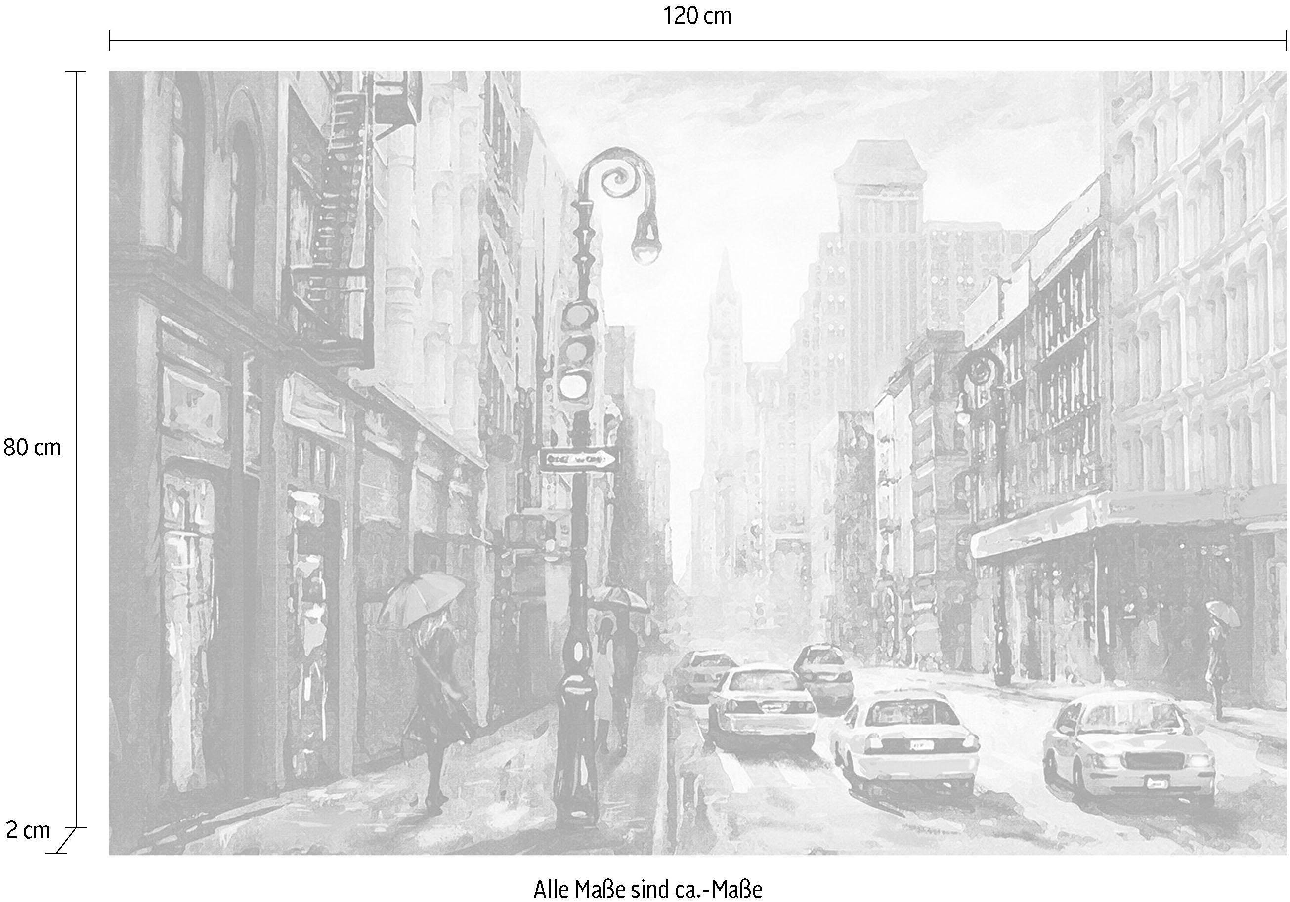 Places of Style Artprint op linnen New York Premium canvasstof, handgemaakt in Duitsland, 120x80cm