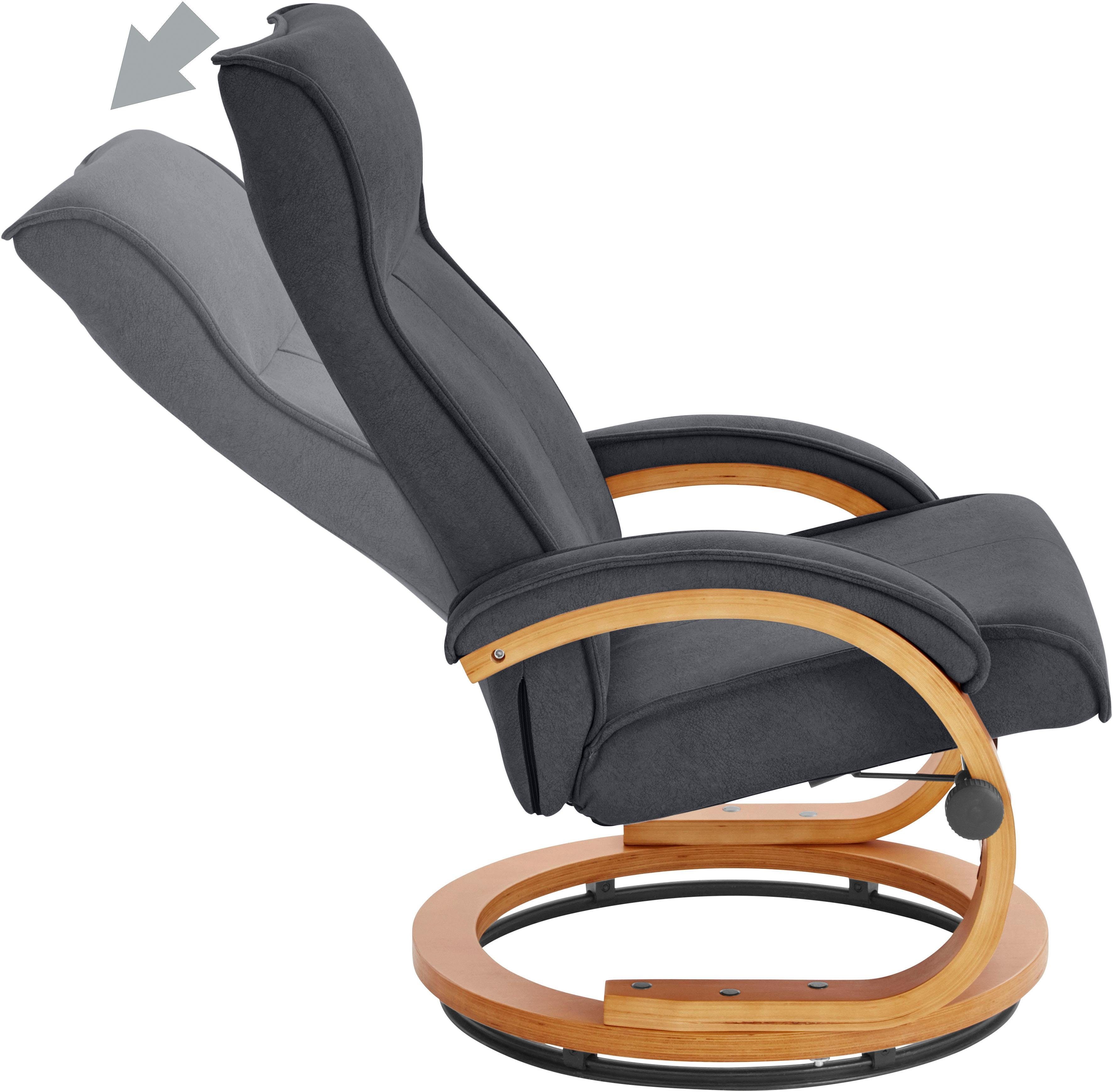 INOSIGN Relaxfauteuil Lille, TV-stoel, stoel met poef, woonkamer, Slaapfunctie, luxe microvezel bekleding en houten frame, zithoogte 46 cm