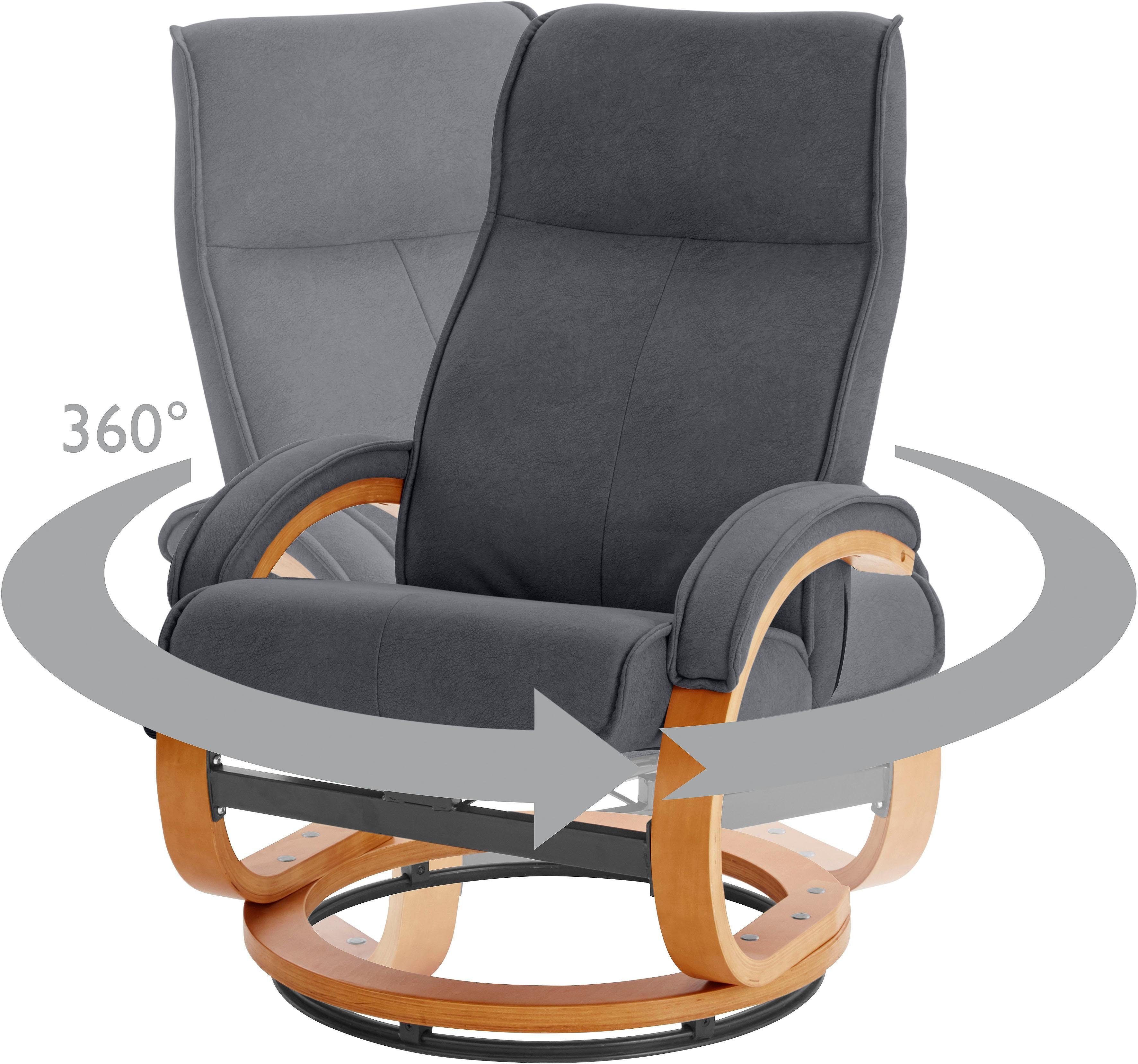 INOSIGN Relaxfauteuil Lille, TV-stoel, stoel met poef, woonkamer, Slaapfunctie, luxe microvezel bekleding en houten frame, zithoogte 46 cm