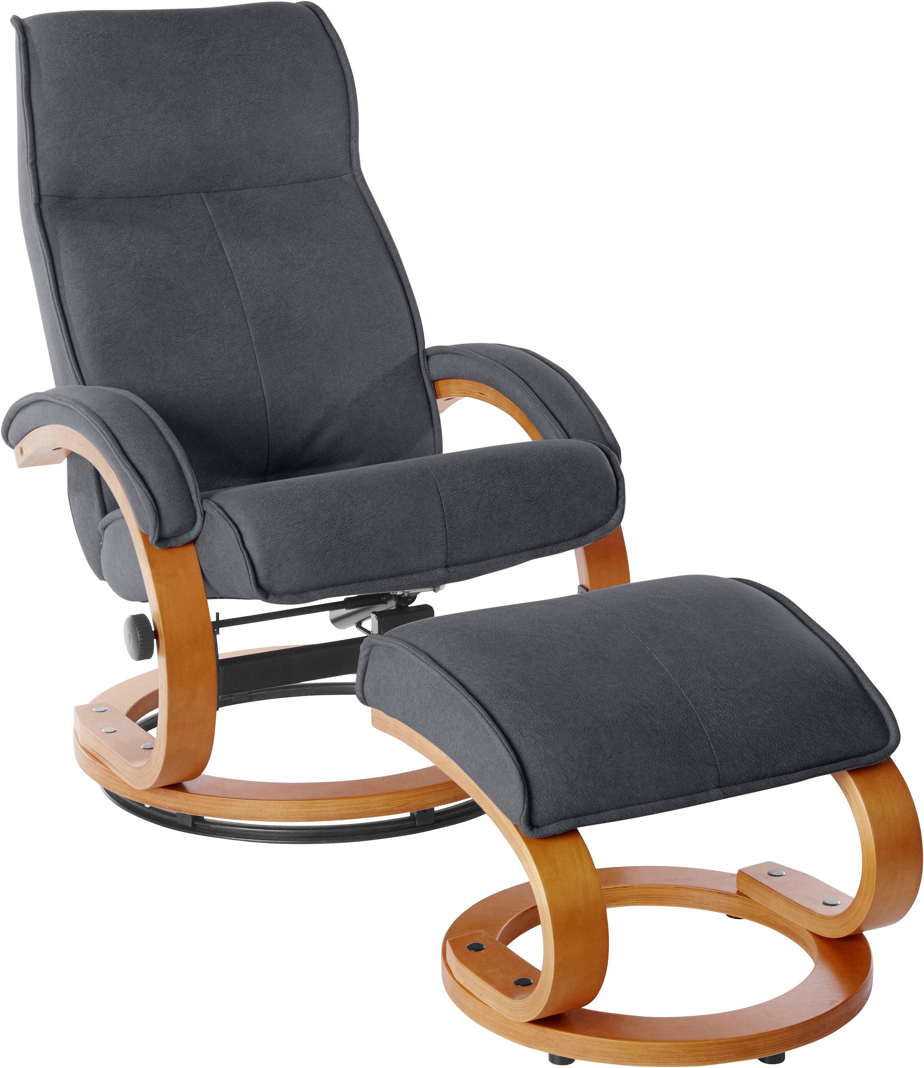 INOSIGN Relaxfauteuil Lille, TV-stoel, stoel met poef, woonkamer, Slaapfunctie, luxe microvezel bekleding en houten frame, zithoogte 46 cm