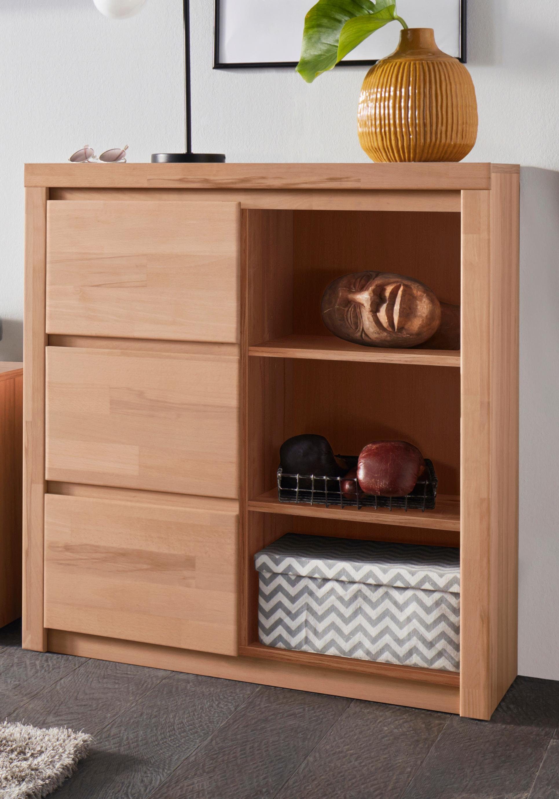 Home affaire Highboard Silkeborg Breedte 90-130 cm highboards maat 90x35x100 cm beige
