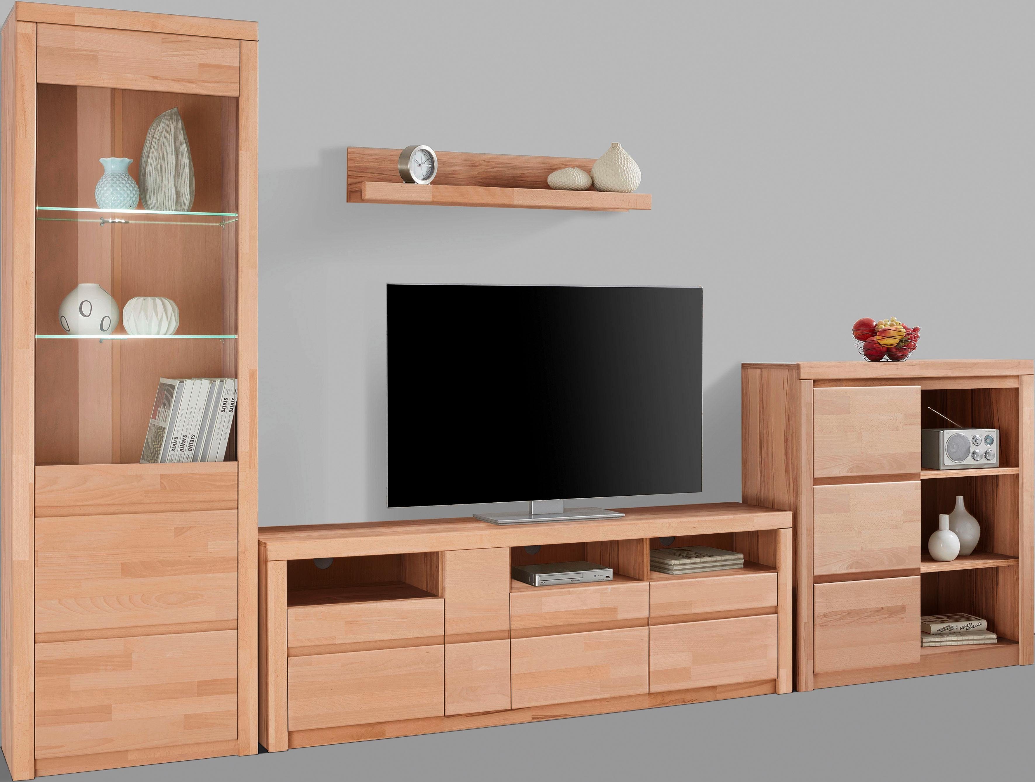 Home affaire Wandmeubel Silkeborg gedeeltelijk massief hout (set, 4-delig)
