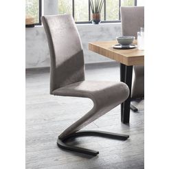 home affaire vrijdragende stoel ziri overtrokken met robuuste microvezel, zwart metalen frame (set, 2 stuks) grijs