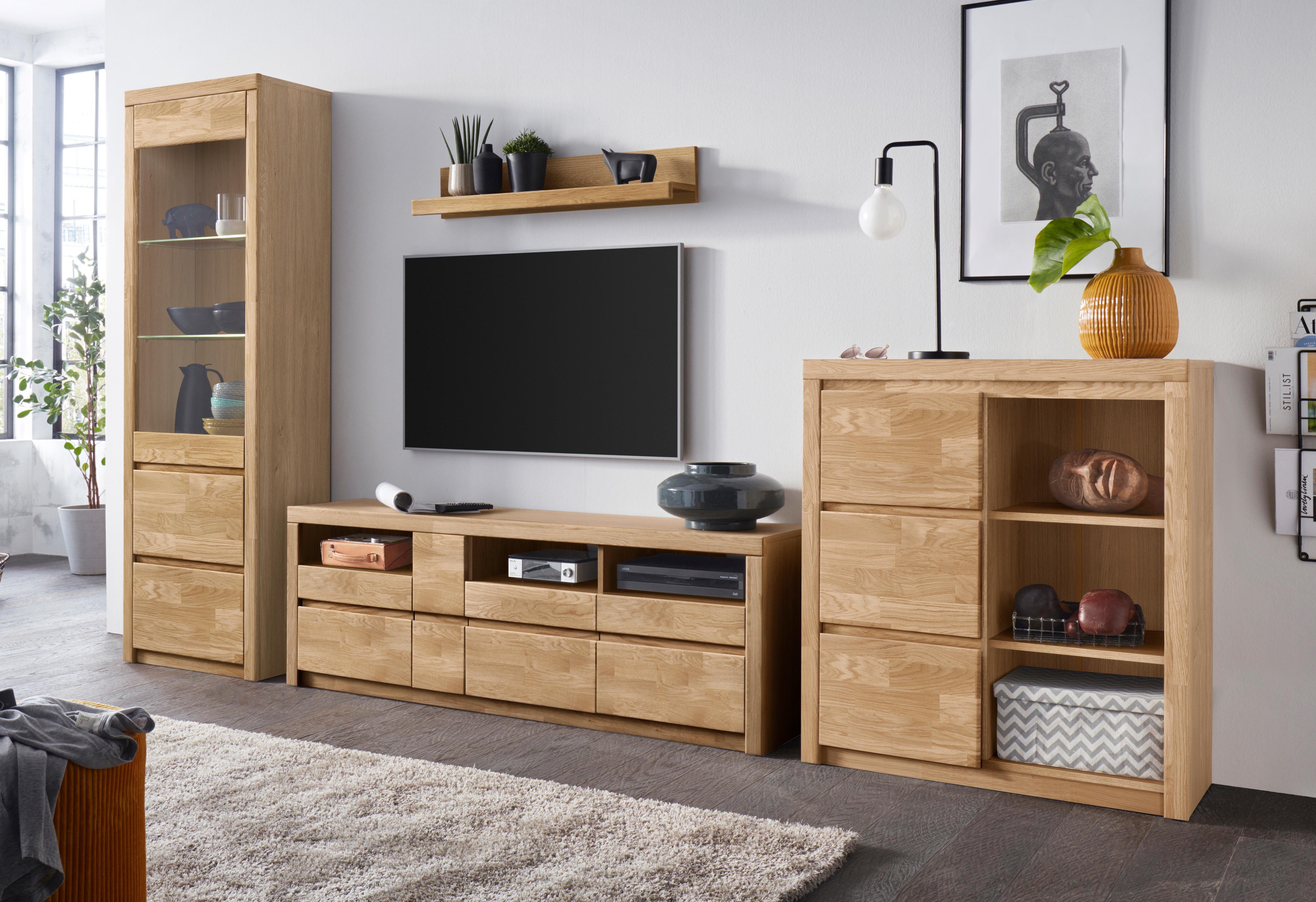Home affaire Wandmeubel Silkeborg gedeeltelijk massief hout (set, 4-delig) tv-wandmeubels bruin