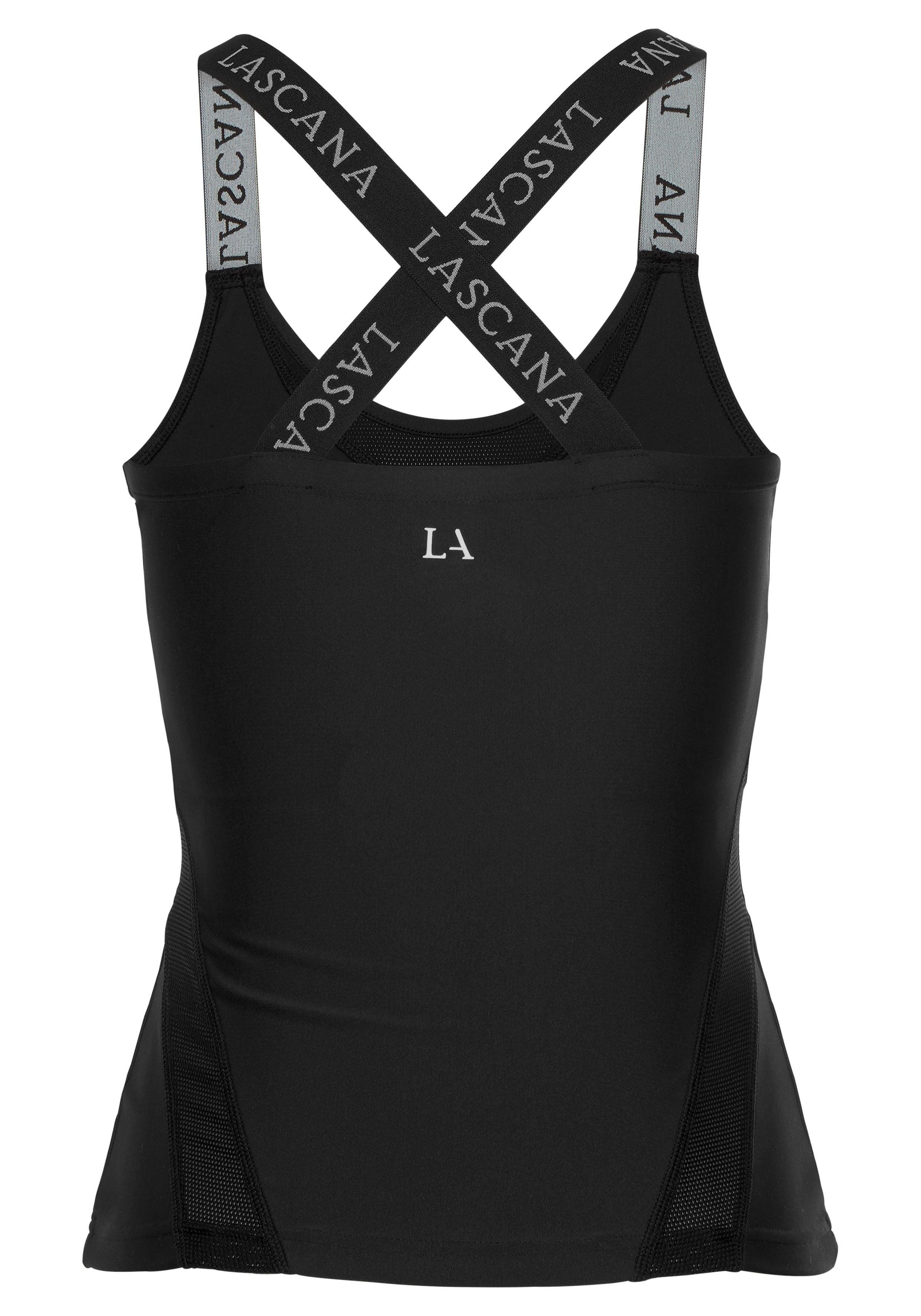 active by Lascana Functioneel shirt met elastische bandjes en mesh