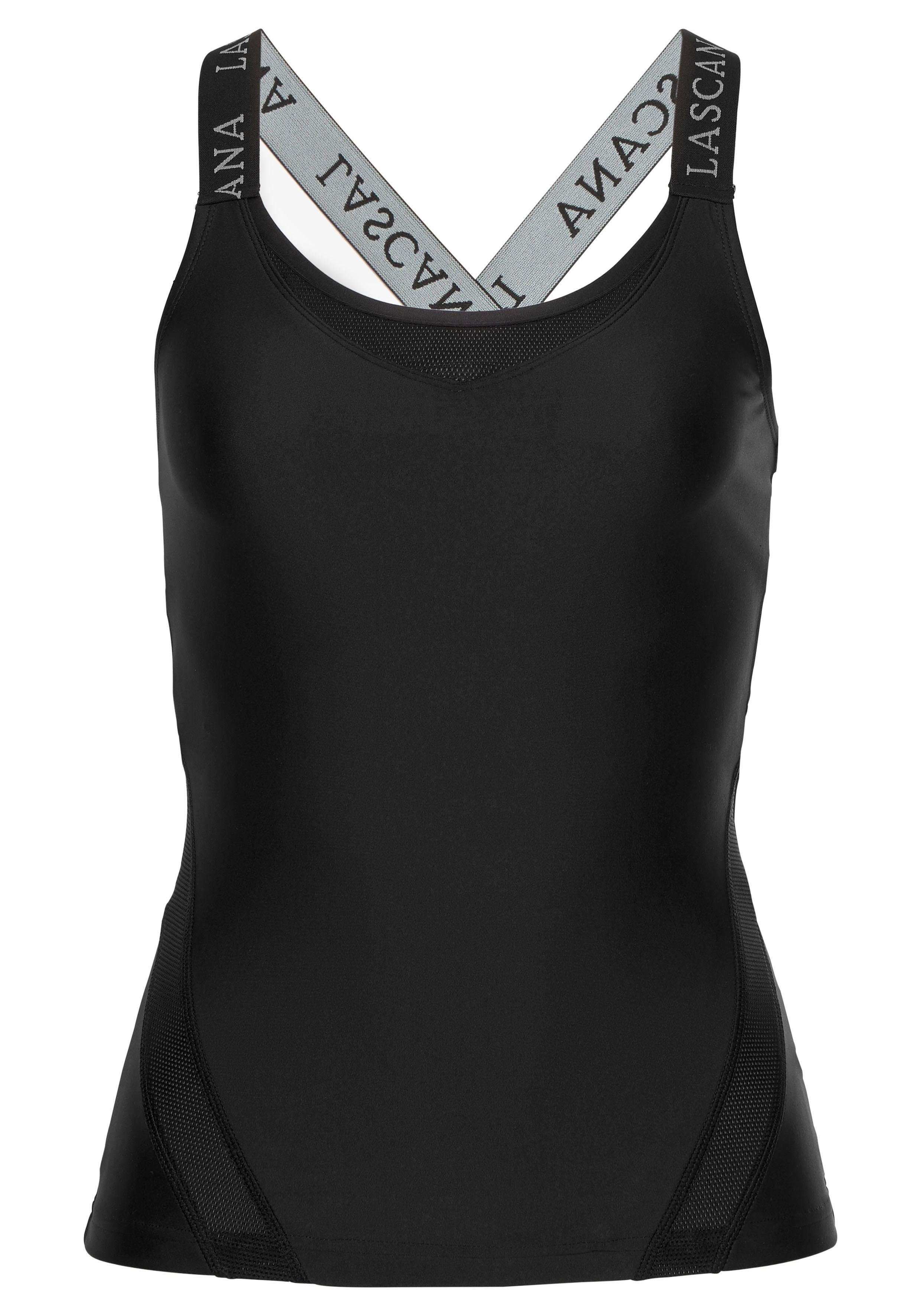 active by Lascana Functioneel shirt met elastische bandjes en mesh