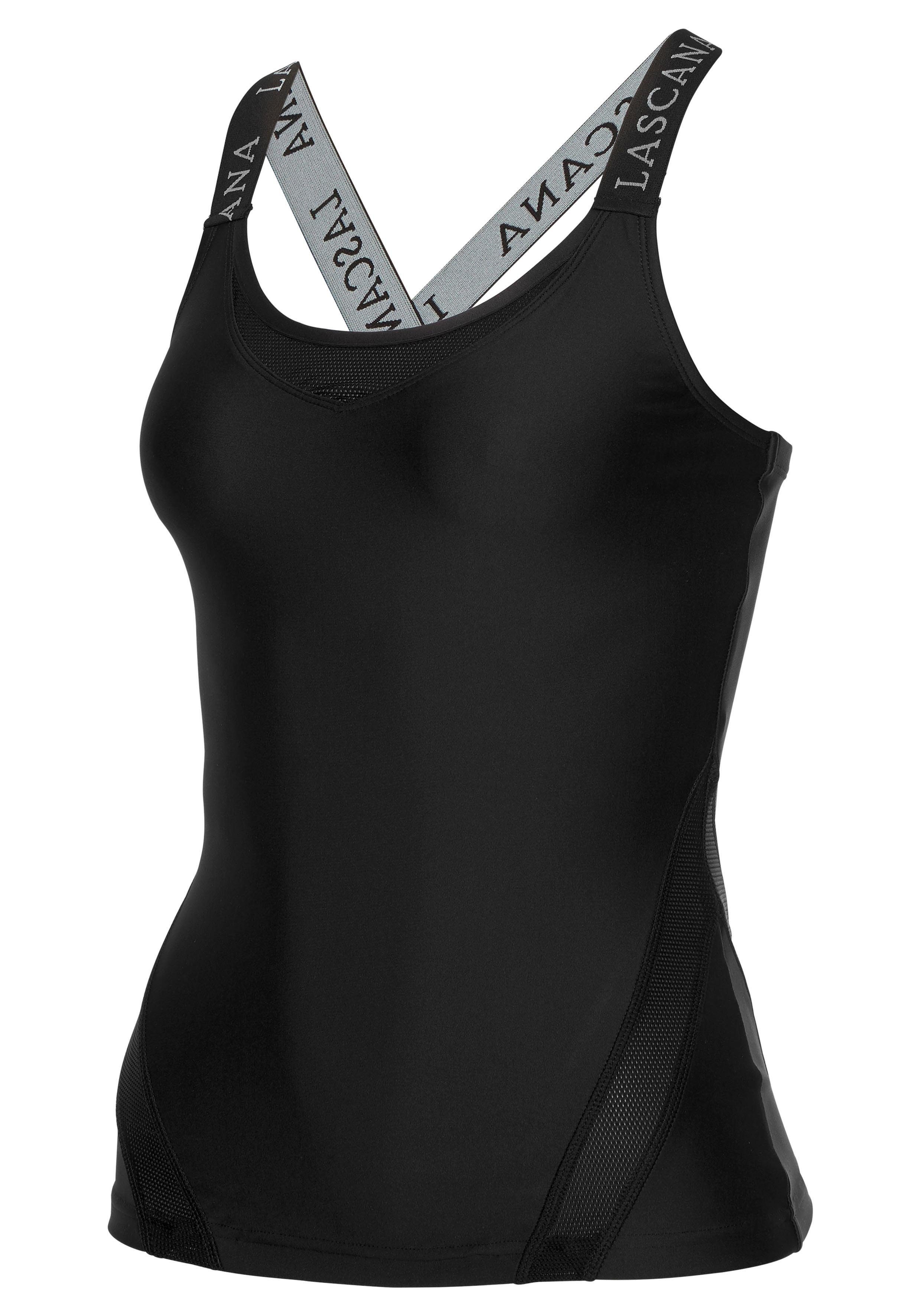 active by Lascana Functioneel shirt met elastische bandjes en mesh