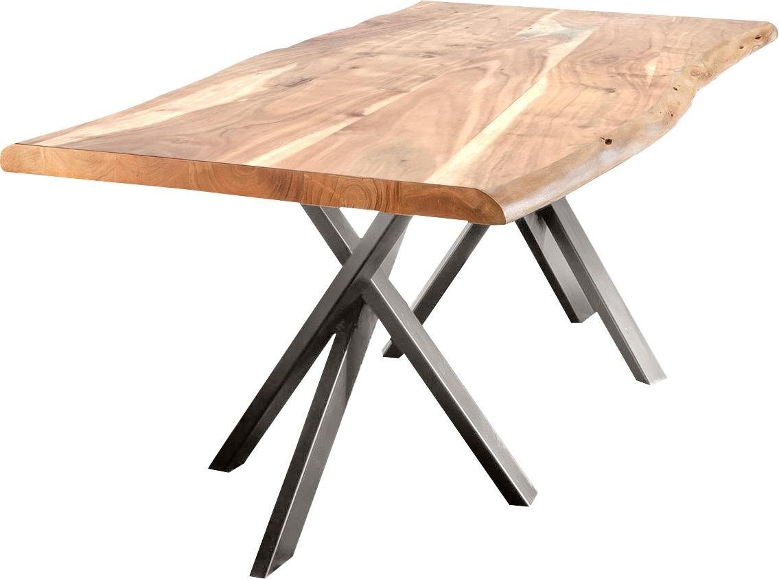 SIT Eettafel Tables met boomstam en opvallend onderstel van metaal, shabby chic, vintage